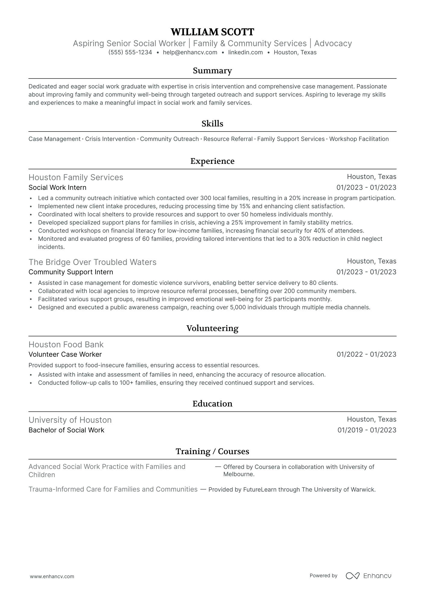 Entry-Level Social Worker Resume Example Resume Example