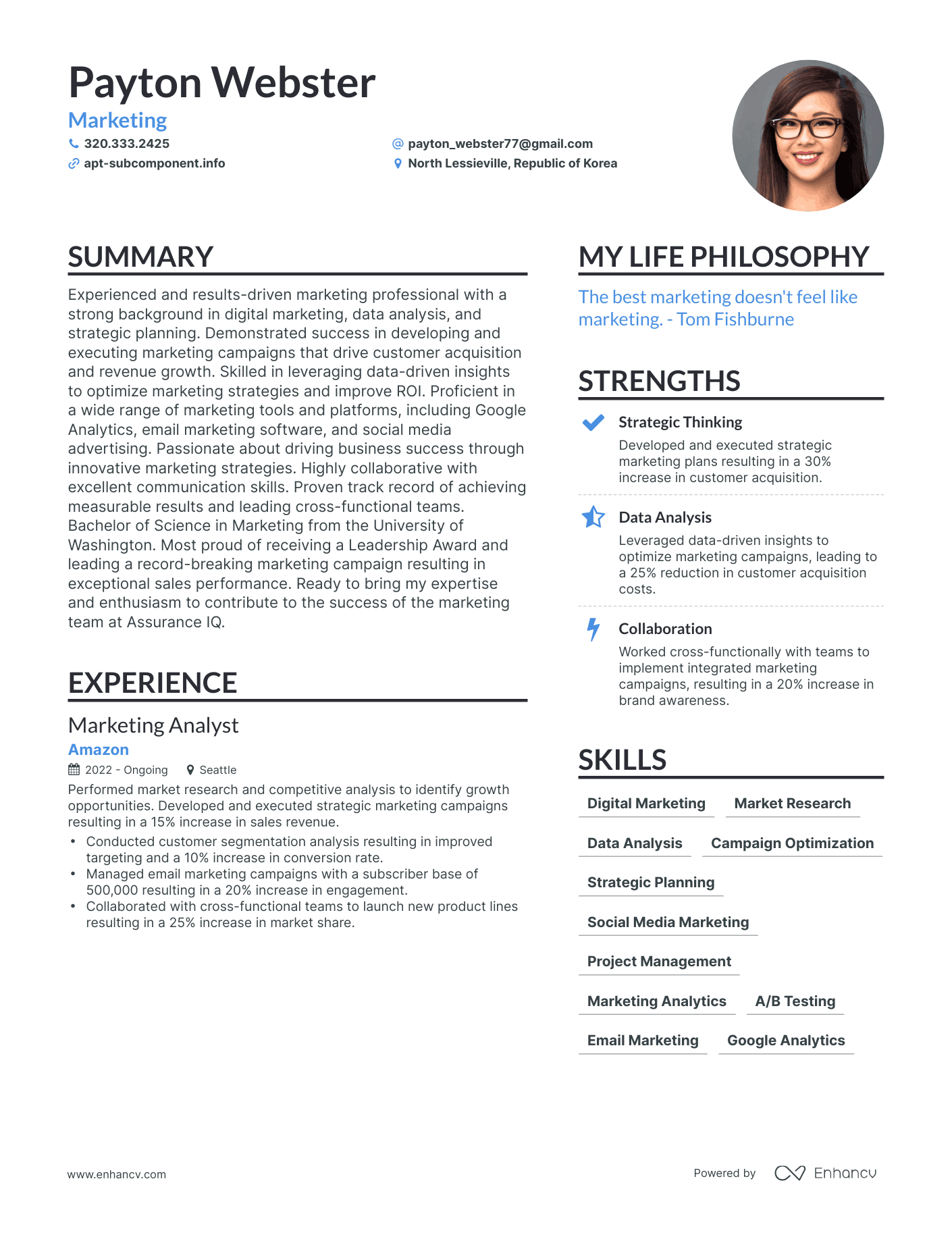 Marketing resume example