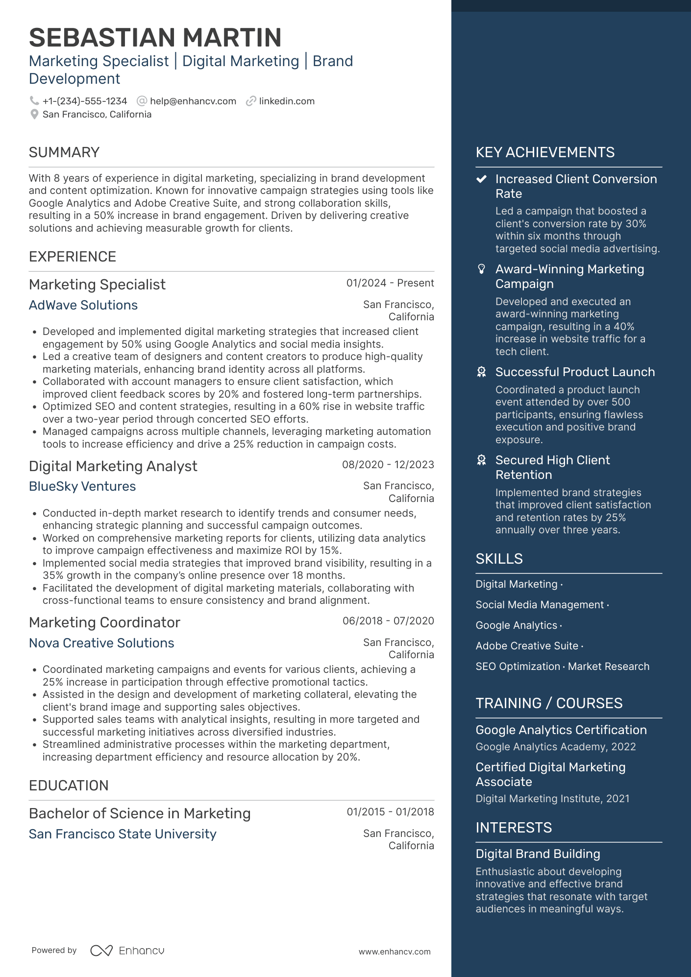 Marketing Associate resume example