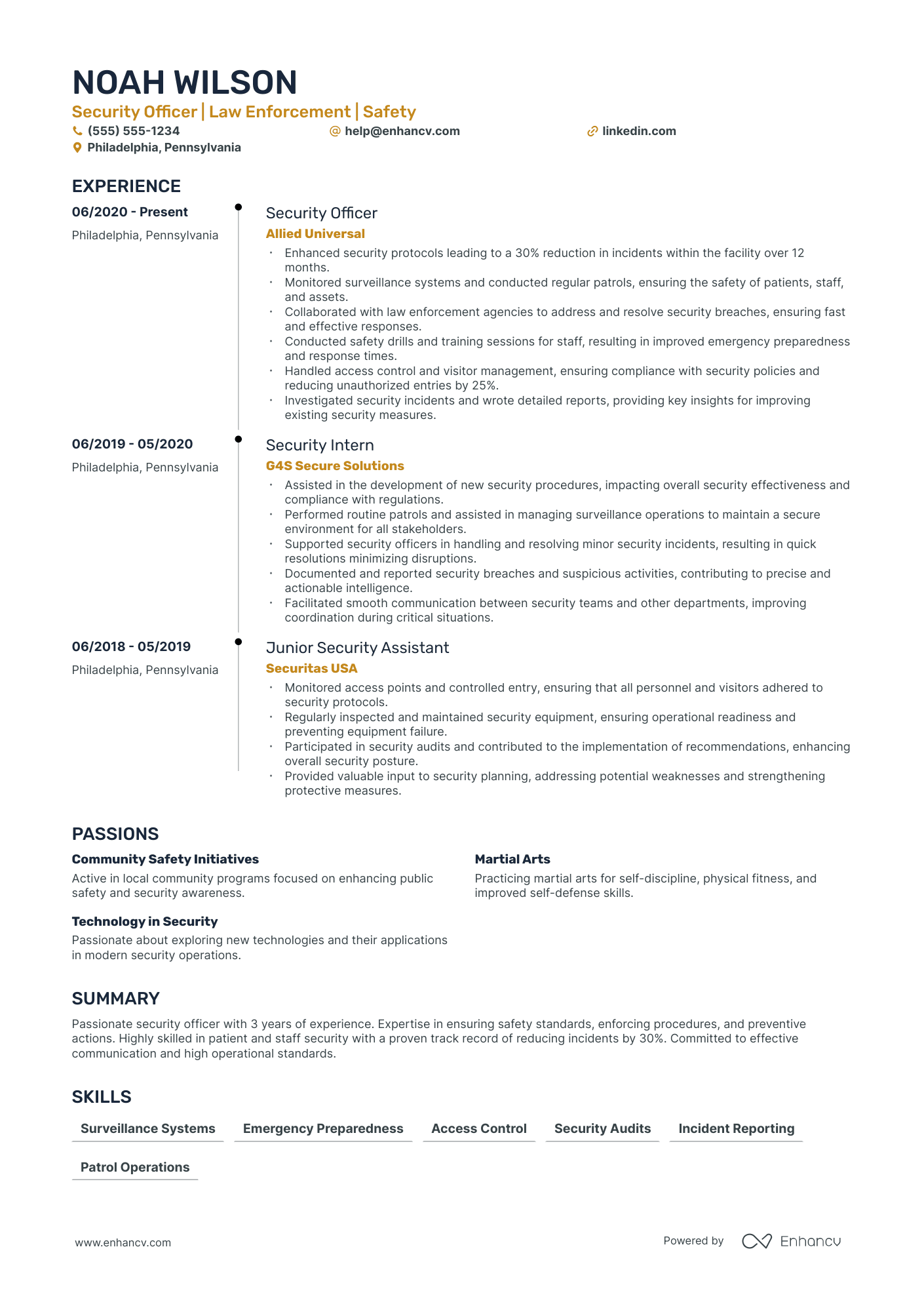 Senior Security Guard Resume Example Resume Example