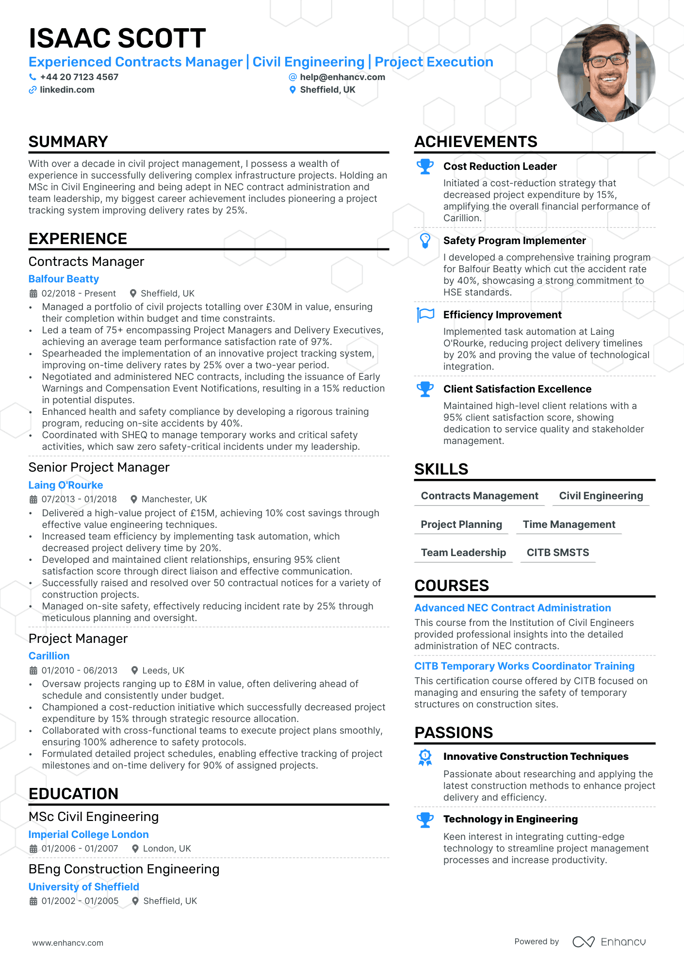 Contracts Manager cv example