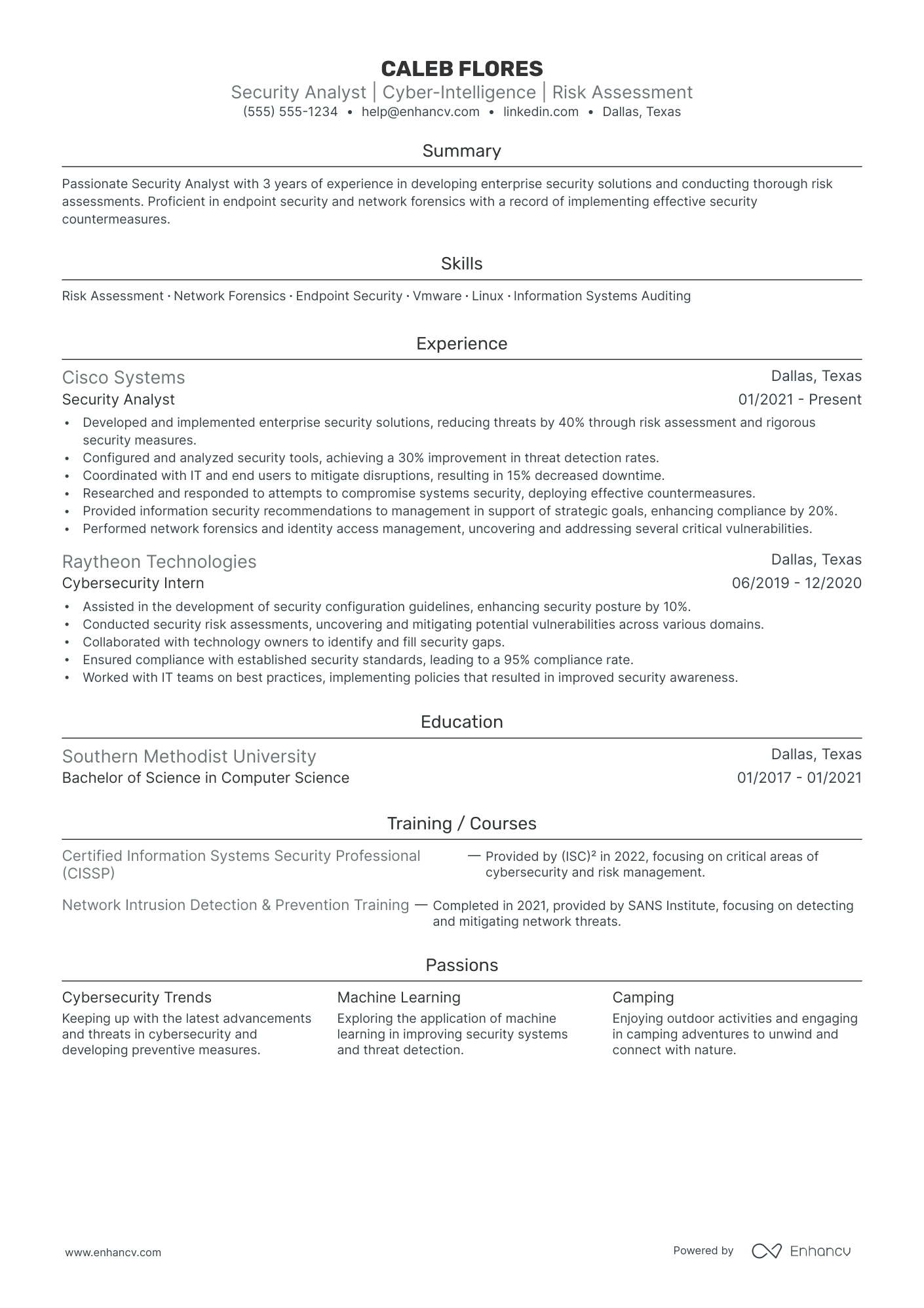 Cybersecurity resume example