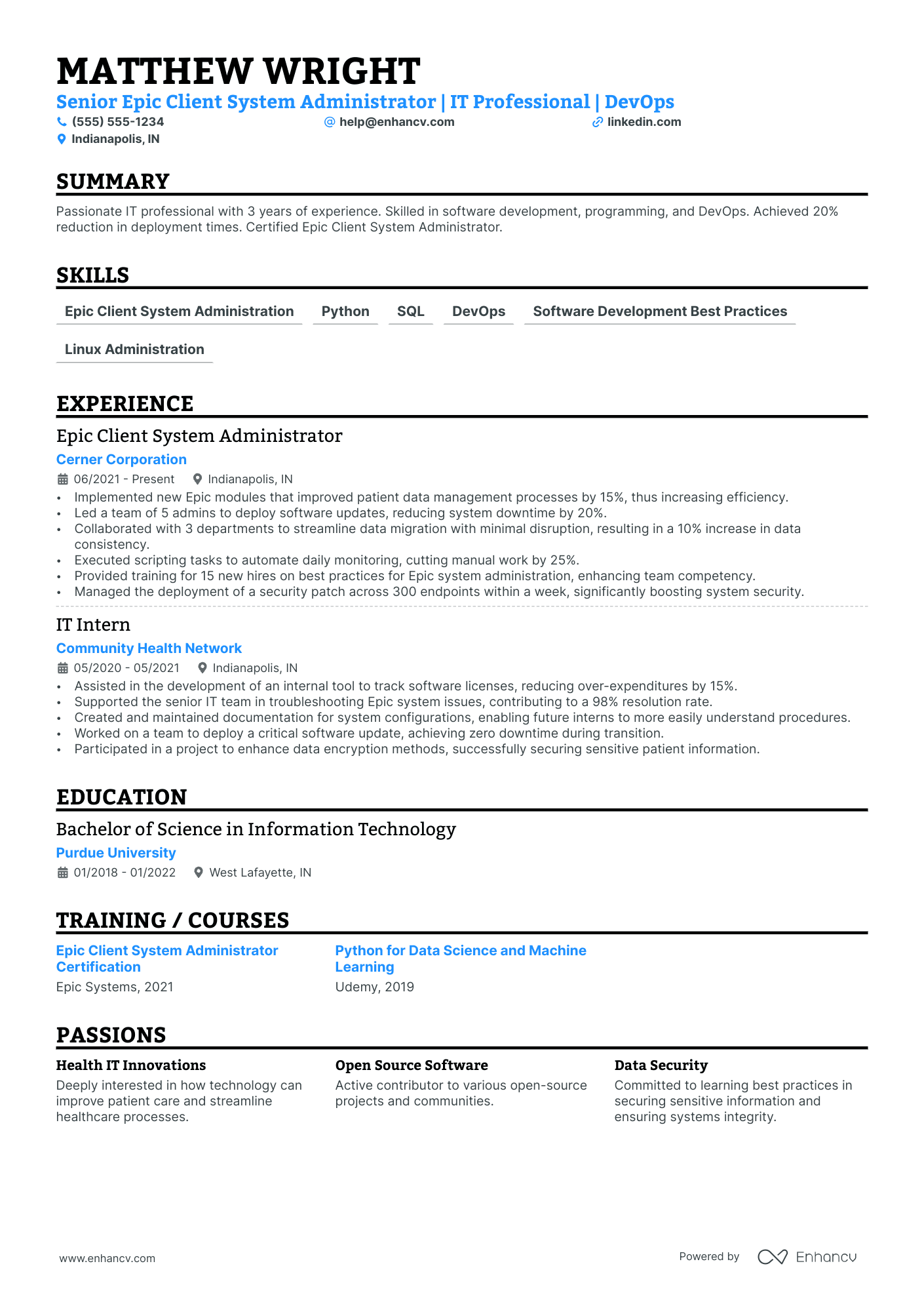 Senior System Administrator resume example