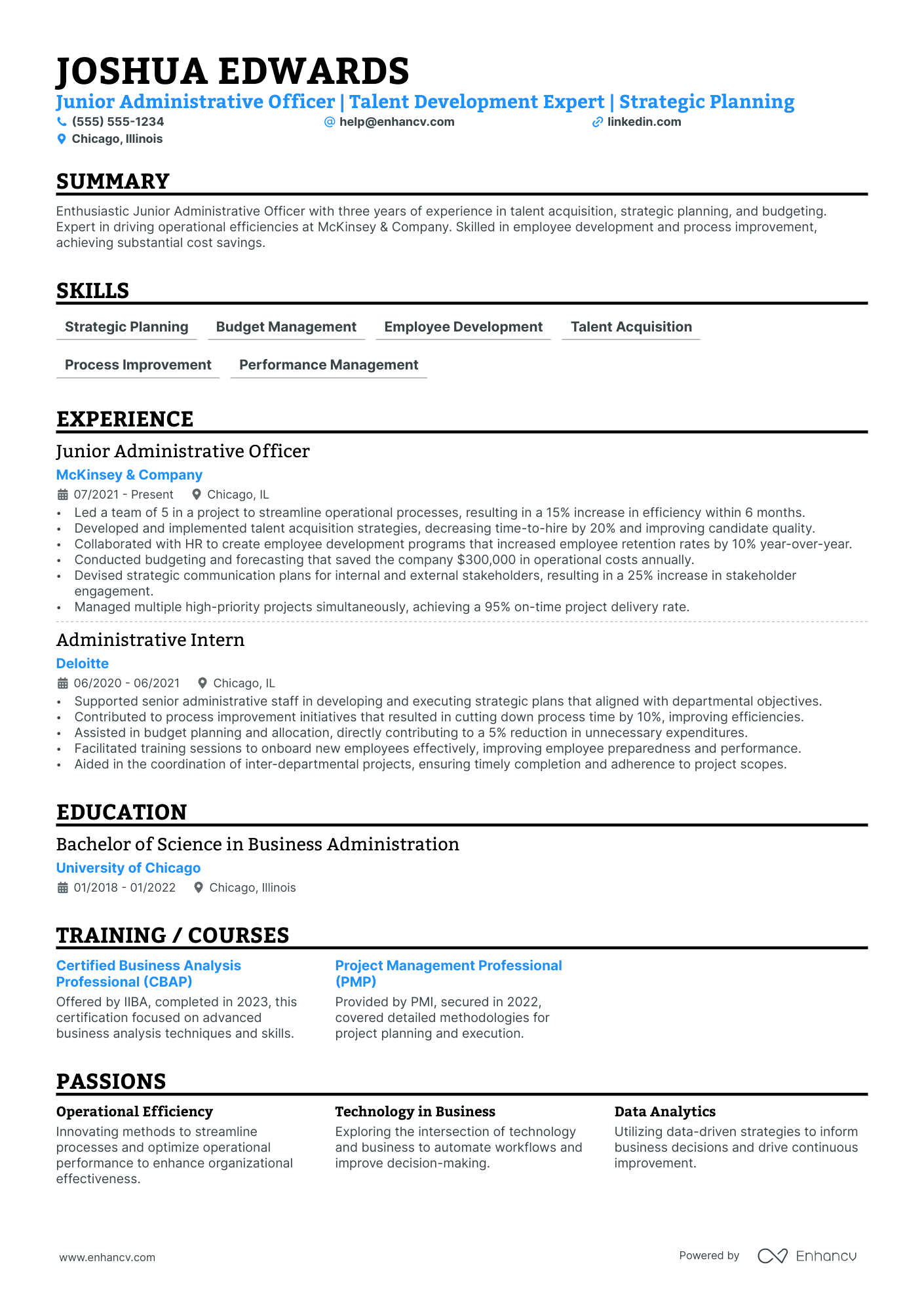 Chief Administrative Officer resume example