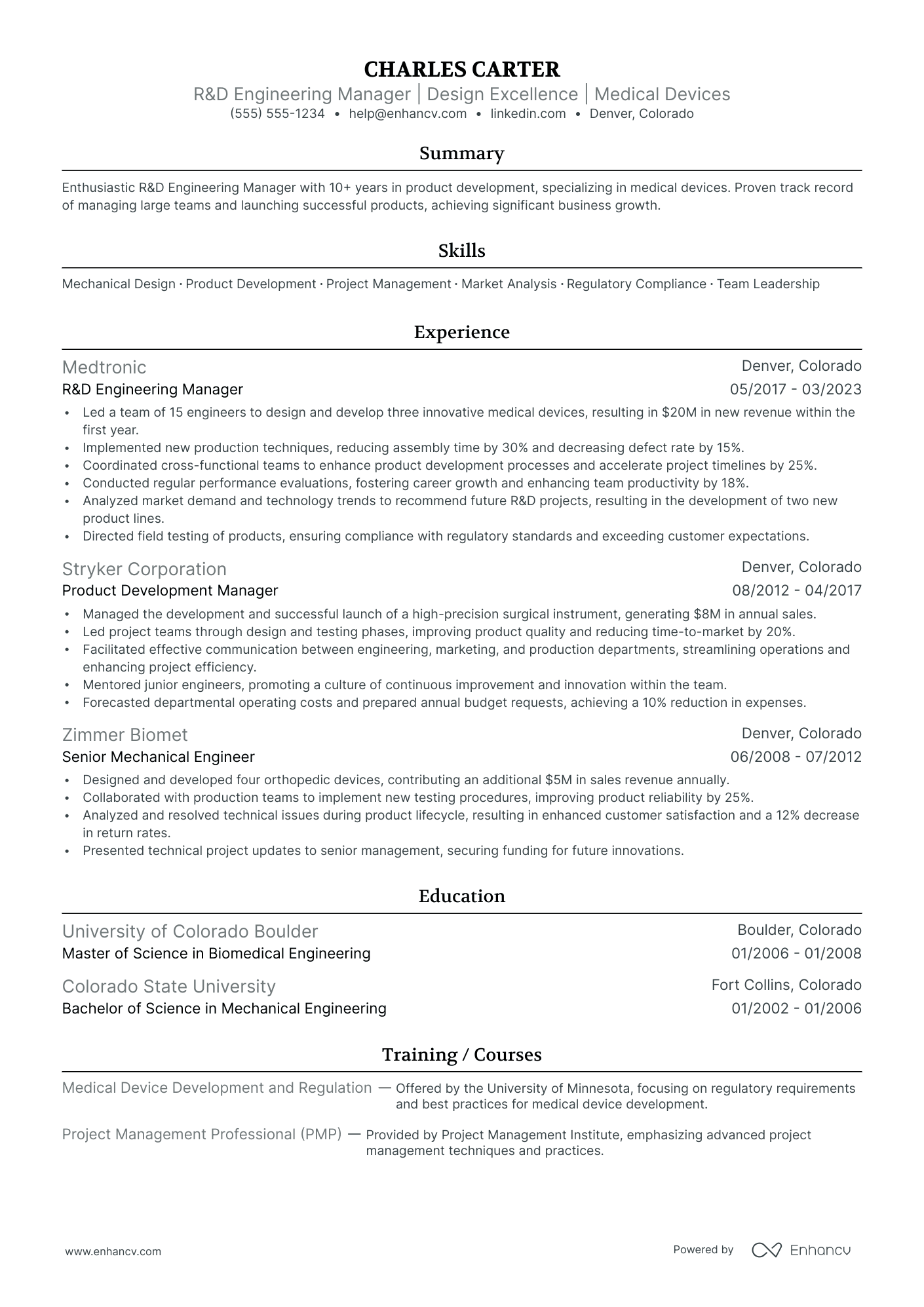 Junior Biomedical Engineer resume example