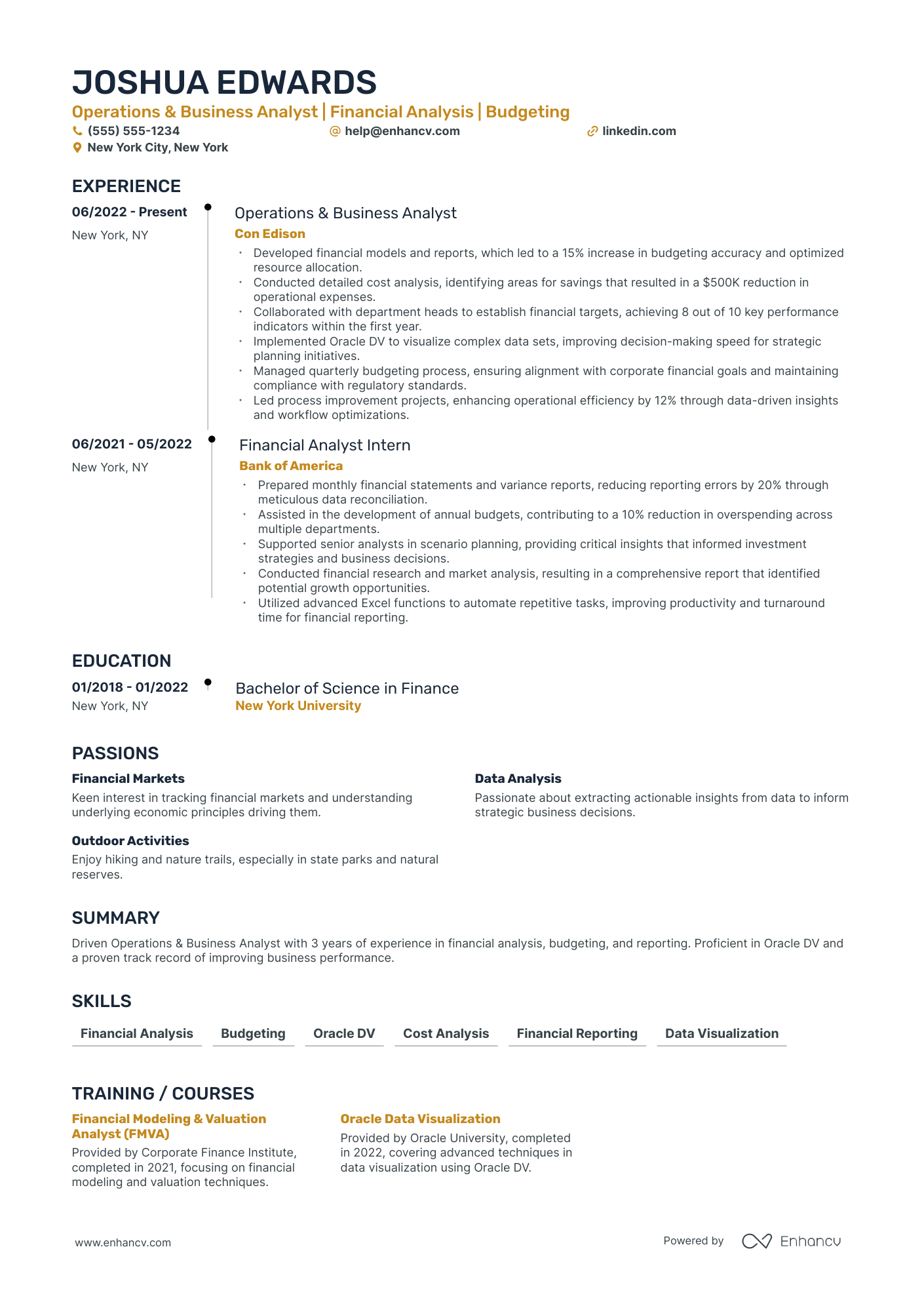 Tableau Business Analyst Resume Example Resume Example