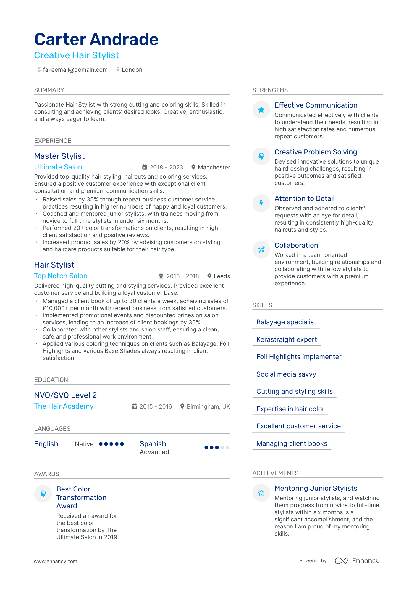 3 Hair Stylist CV Examples for 2024