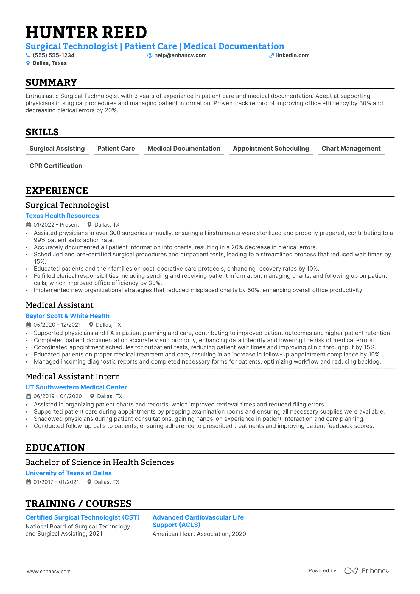 Surgical Medical Assistant resume example