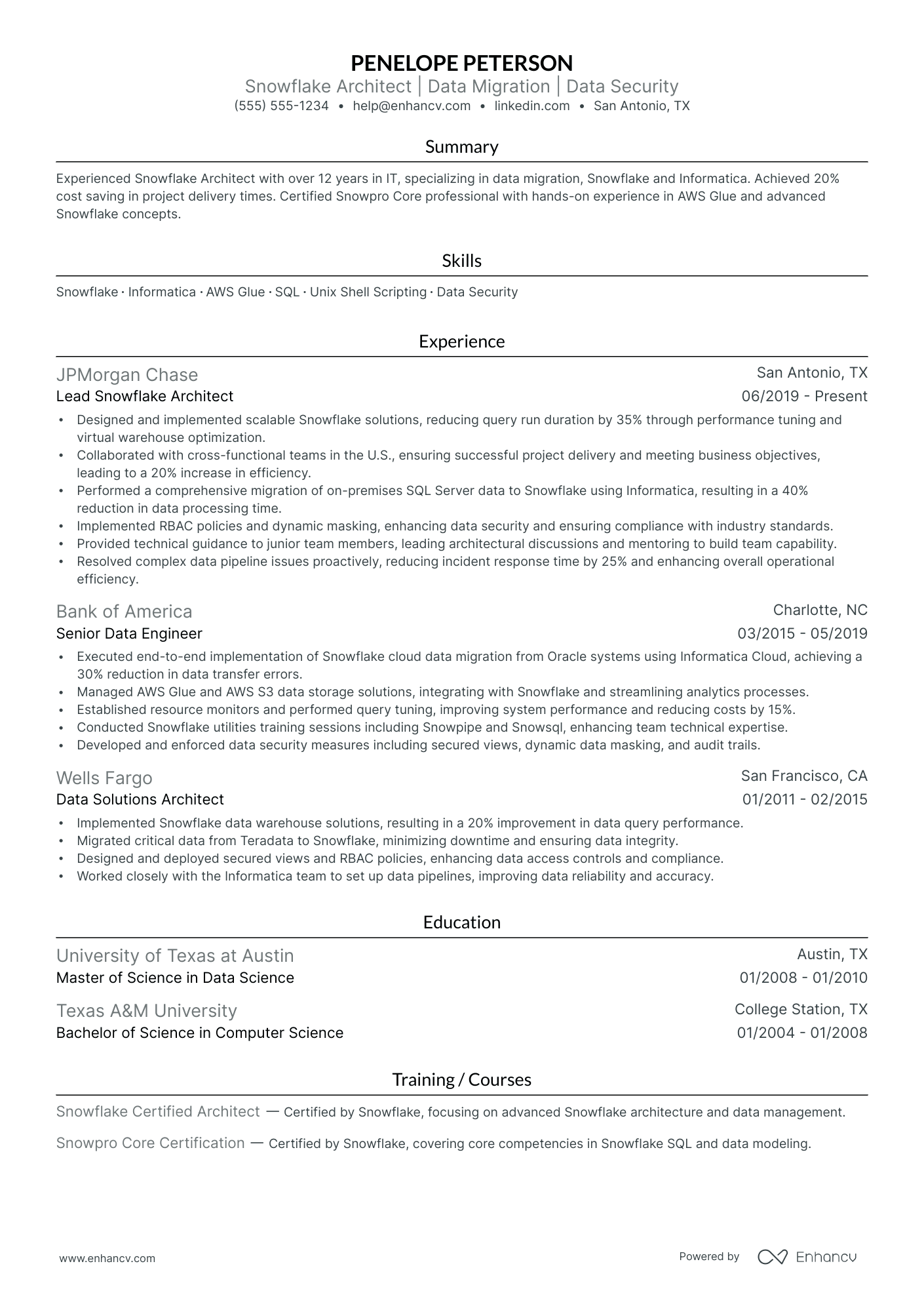 Junior Snowflake Engineer Resume Example Resume Example