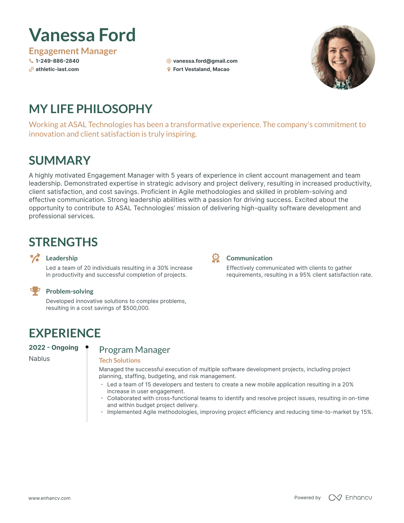 Creative Engagement Manager Resume Example