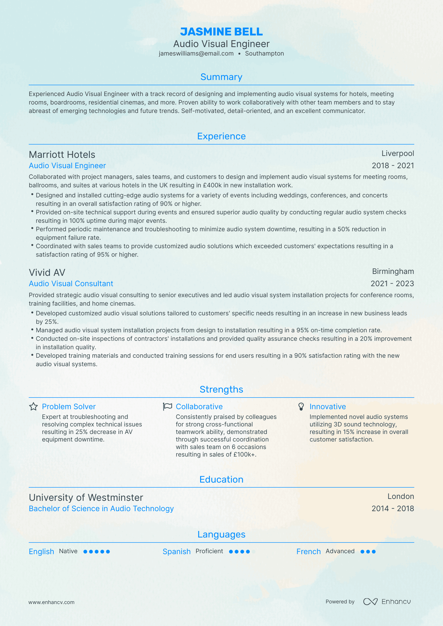 3 Audio Engineer CV Examples for 2023