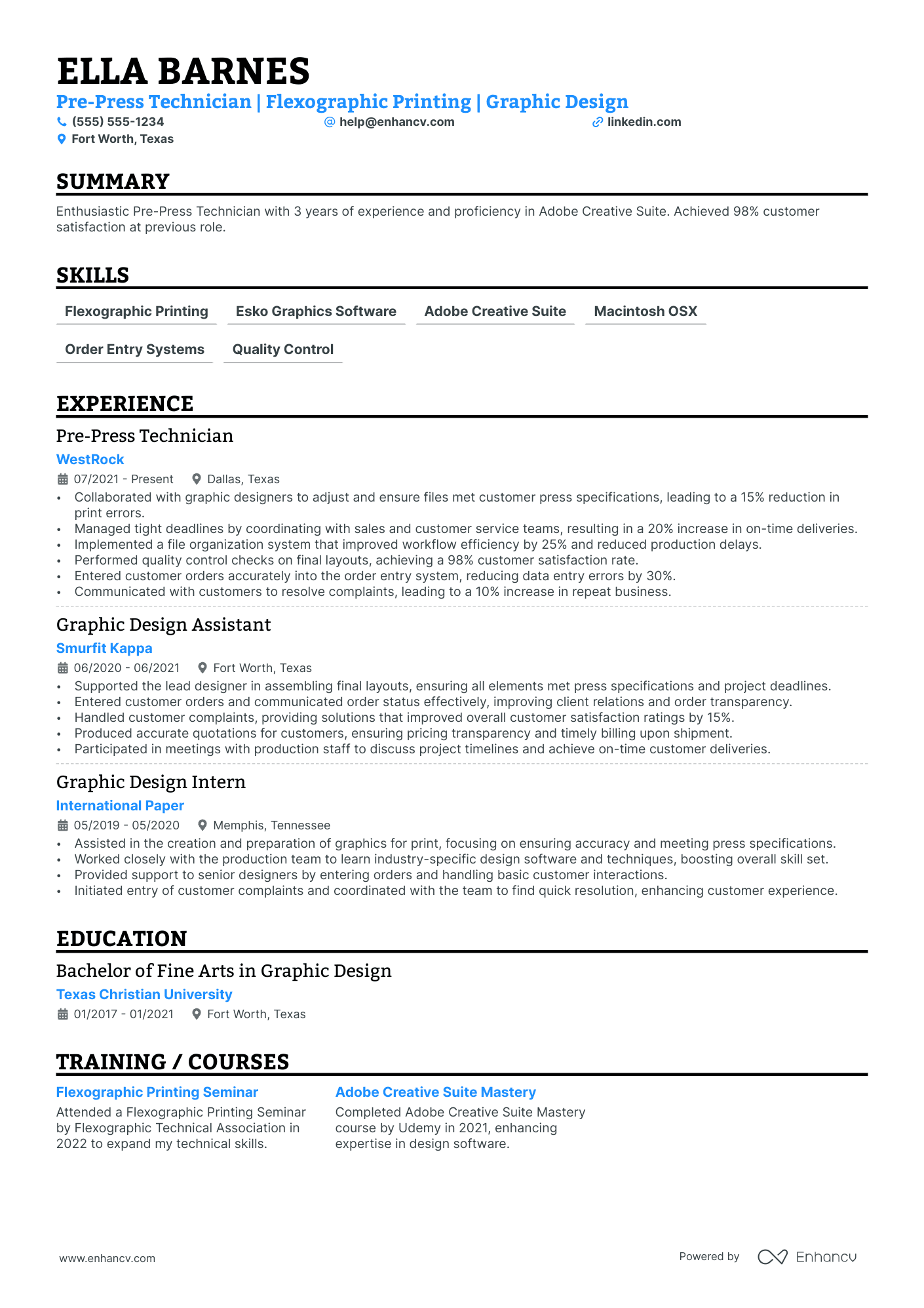 3D Artist resume example