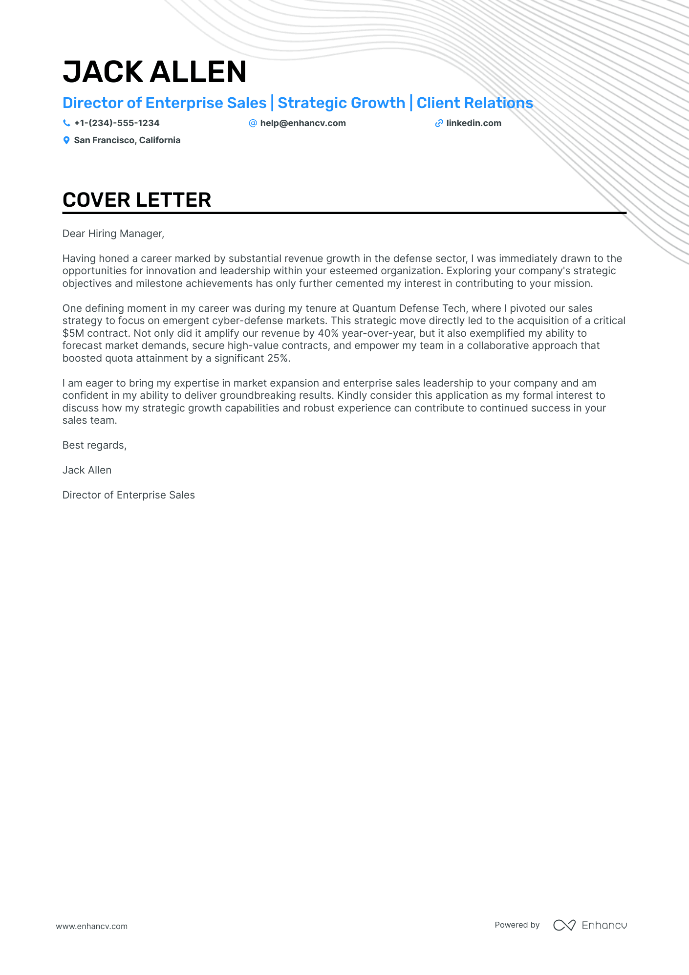 Enterprise Sales cover letter