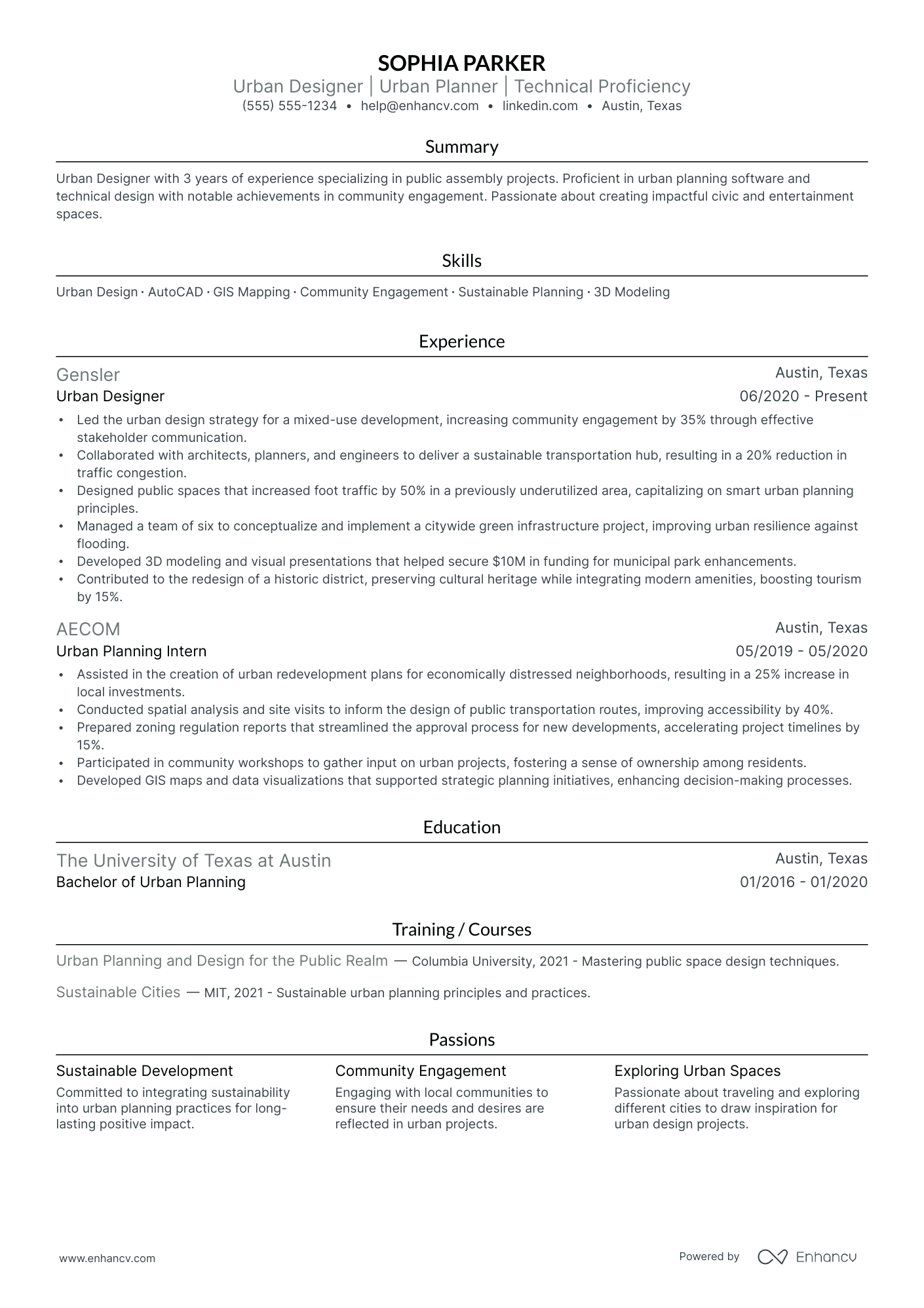 Urban Architect resume example