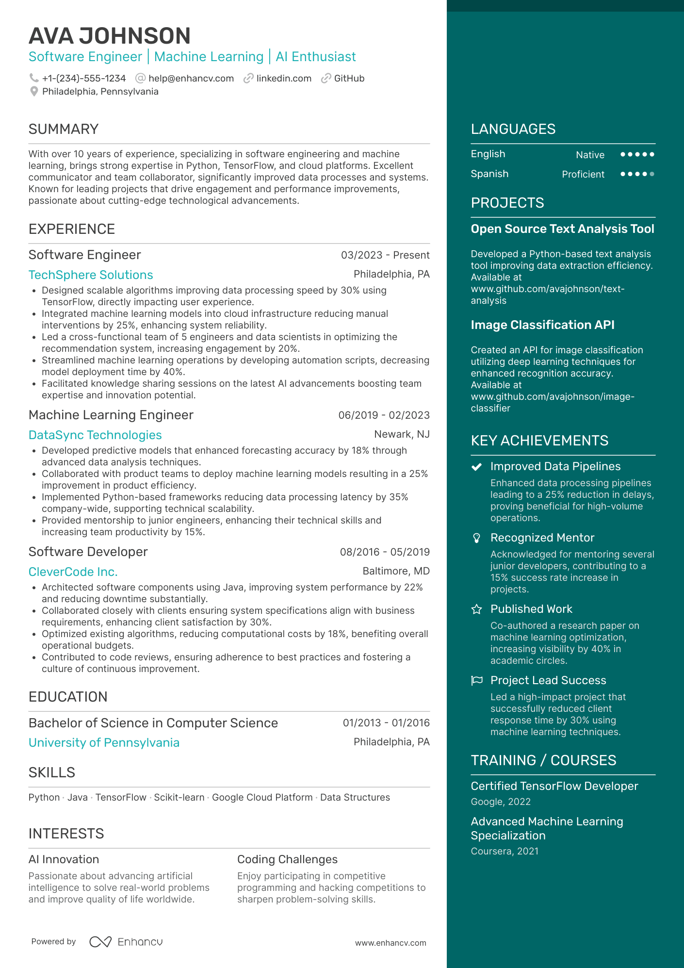 Google resume example