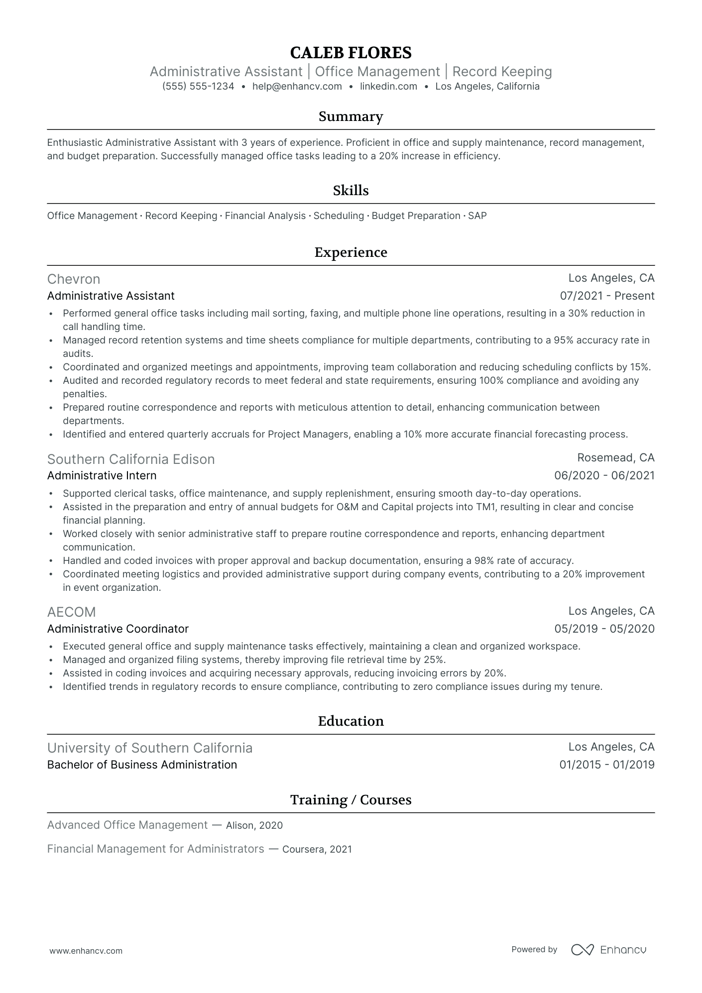 Benefits Coordinator resume example