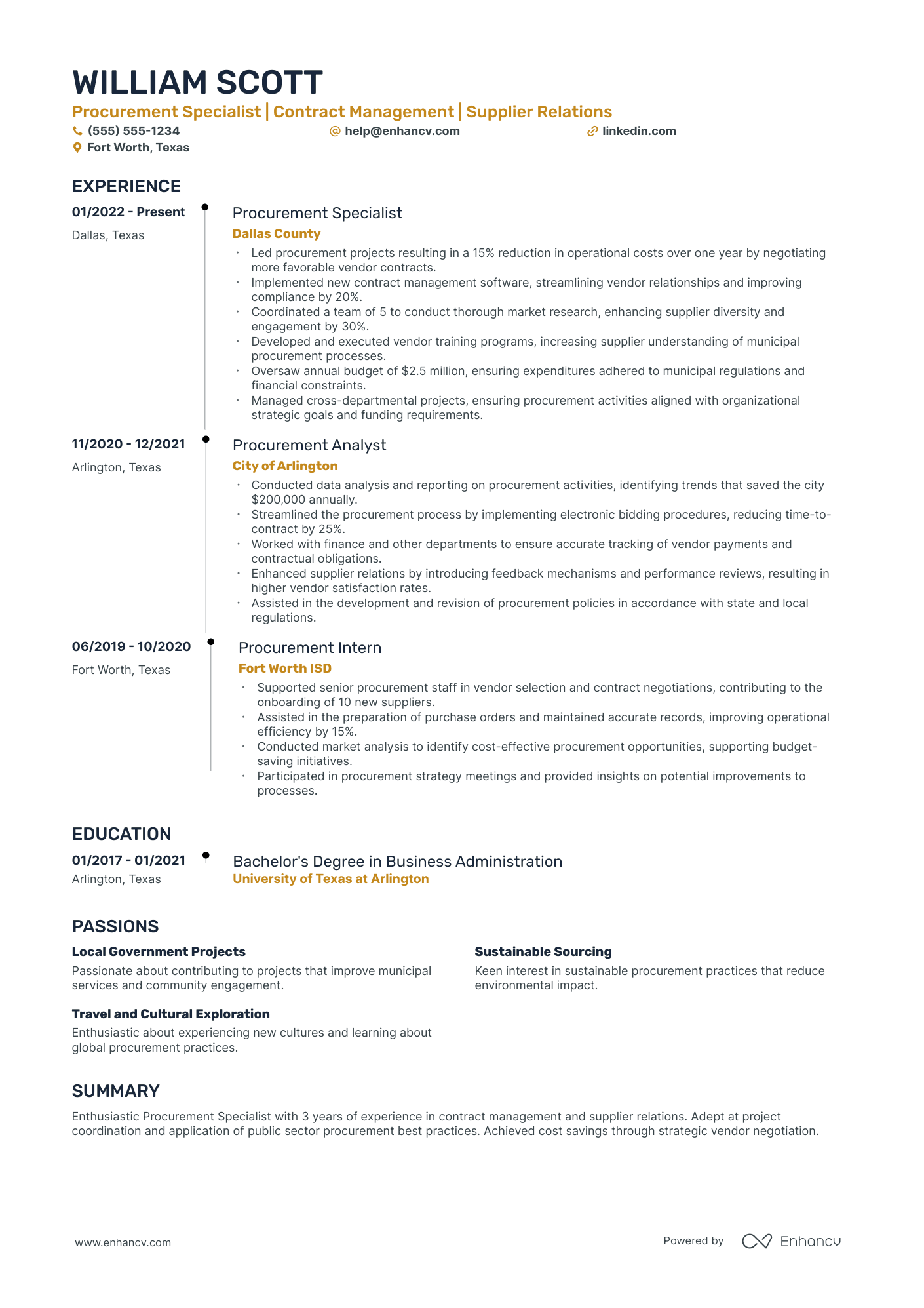 Strategic Purchasing Manager resume example