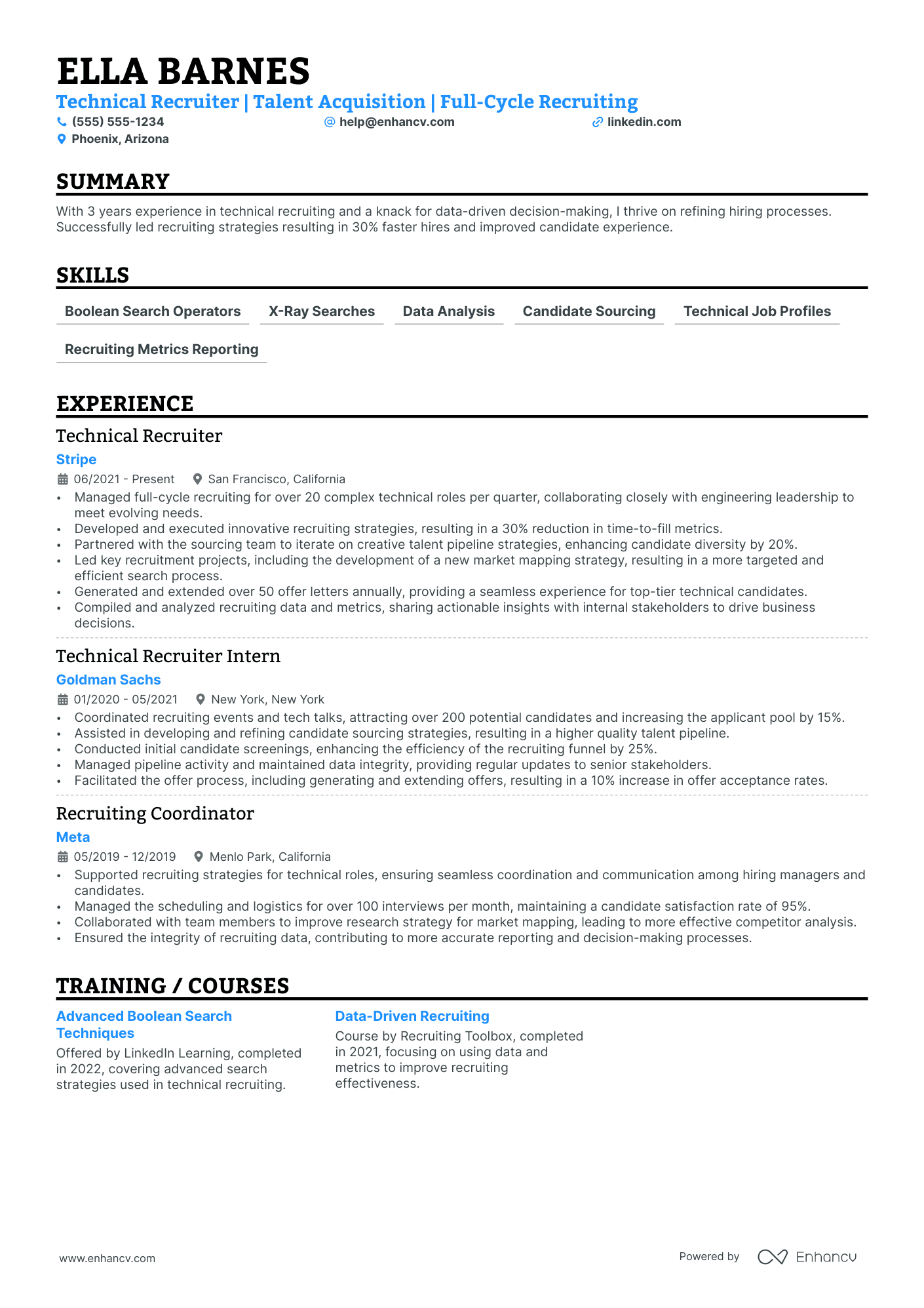 Lead Technical Recruiter resume example