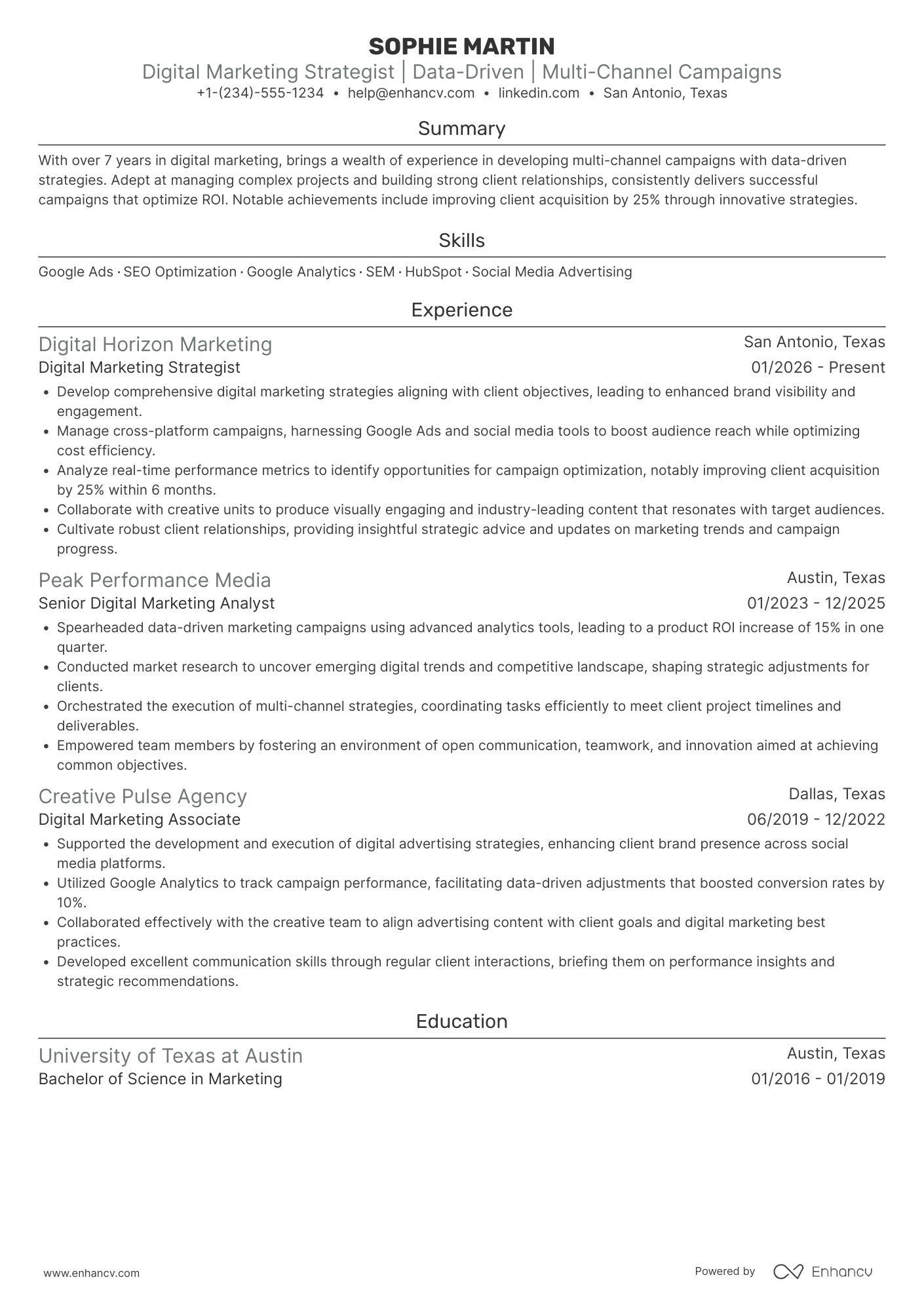 Advertising Agency resume example