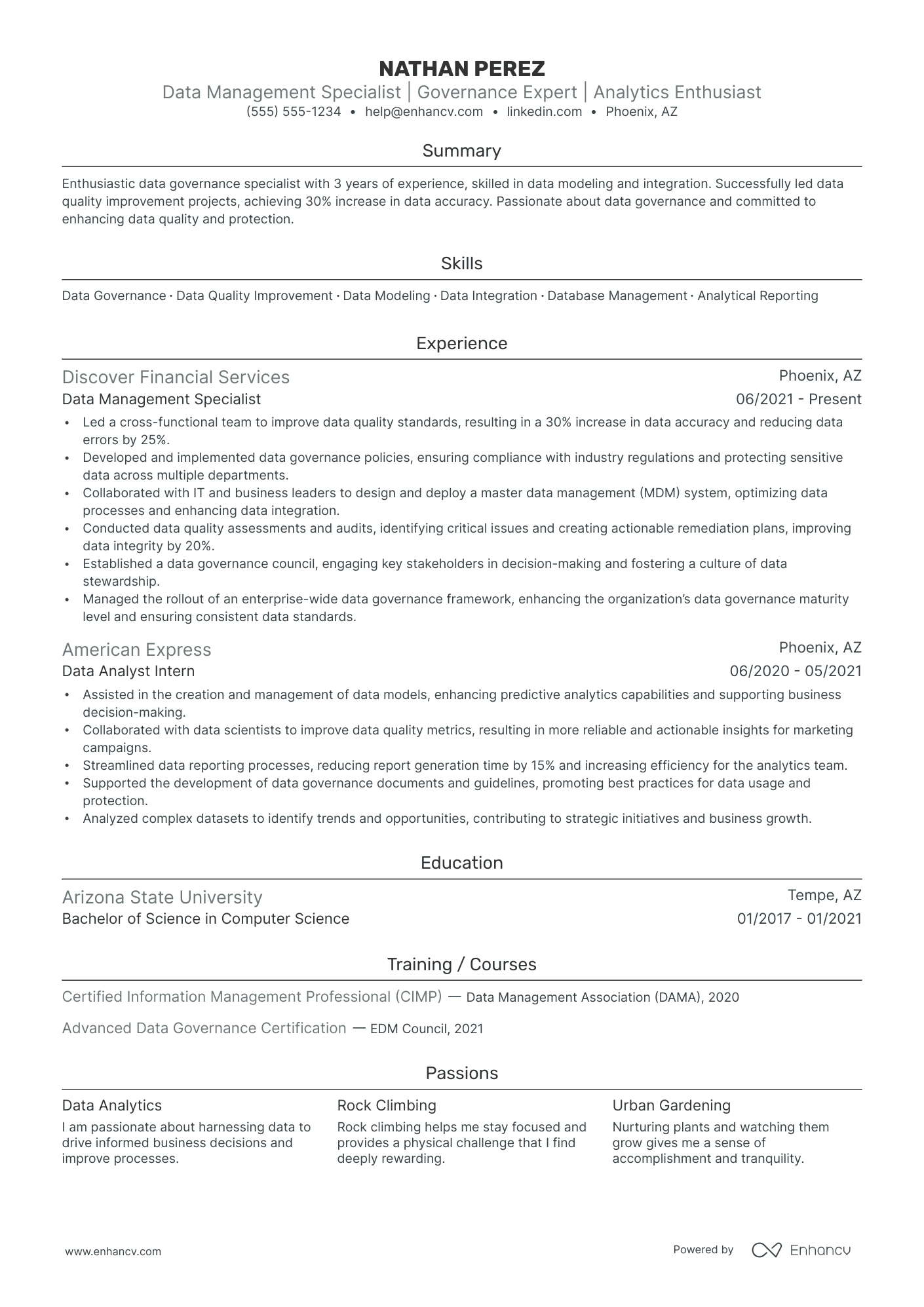 Data Governance Manager Resume Example Resume Example