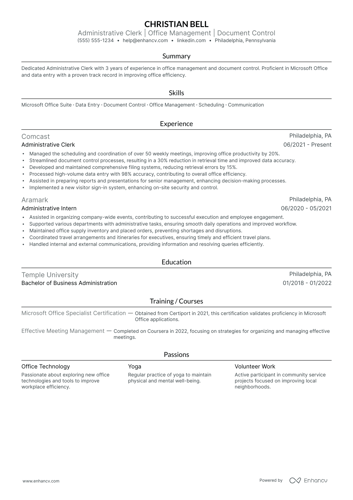 Administrative Office Clerk Resume Example Resume Example