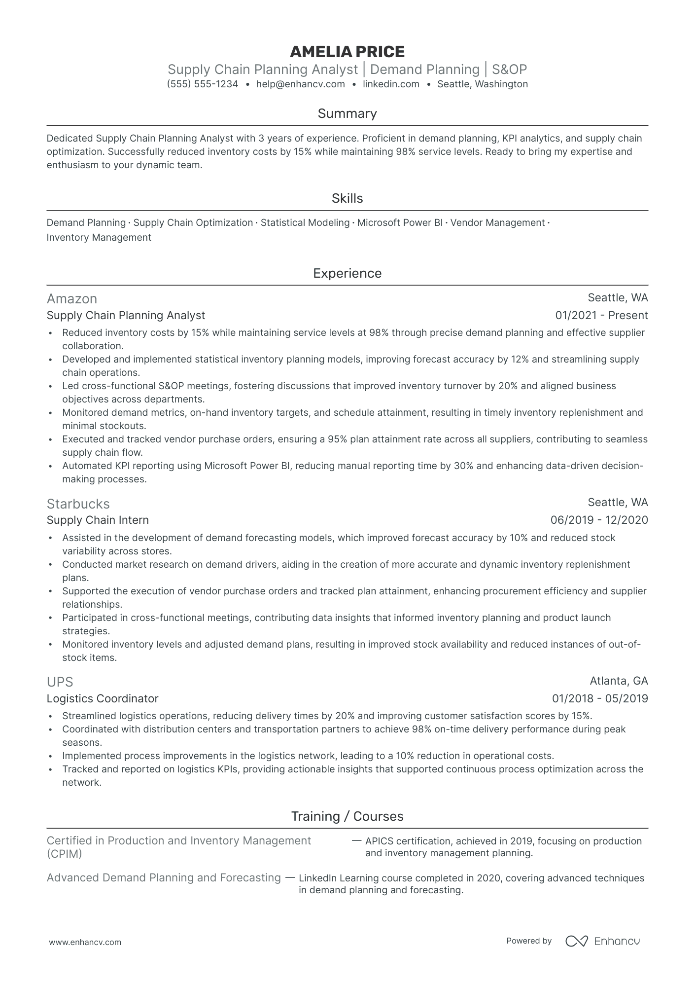 Supply Chain Planning Analyst Resume Example Resume Example