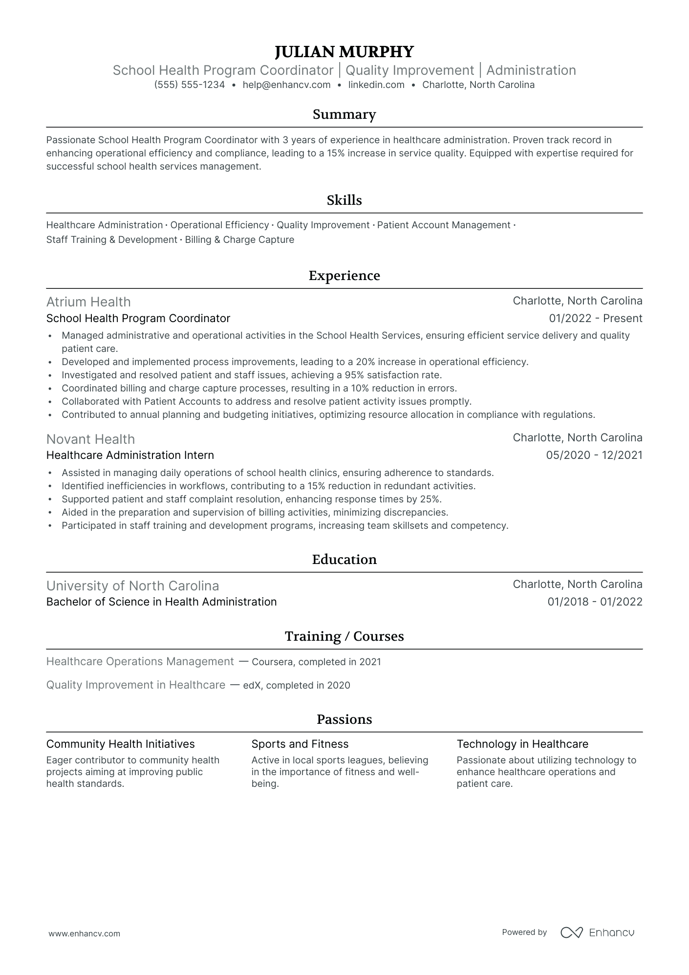 Education Program Coordinator resume example