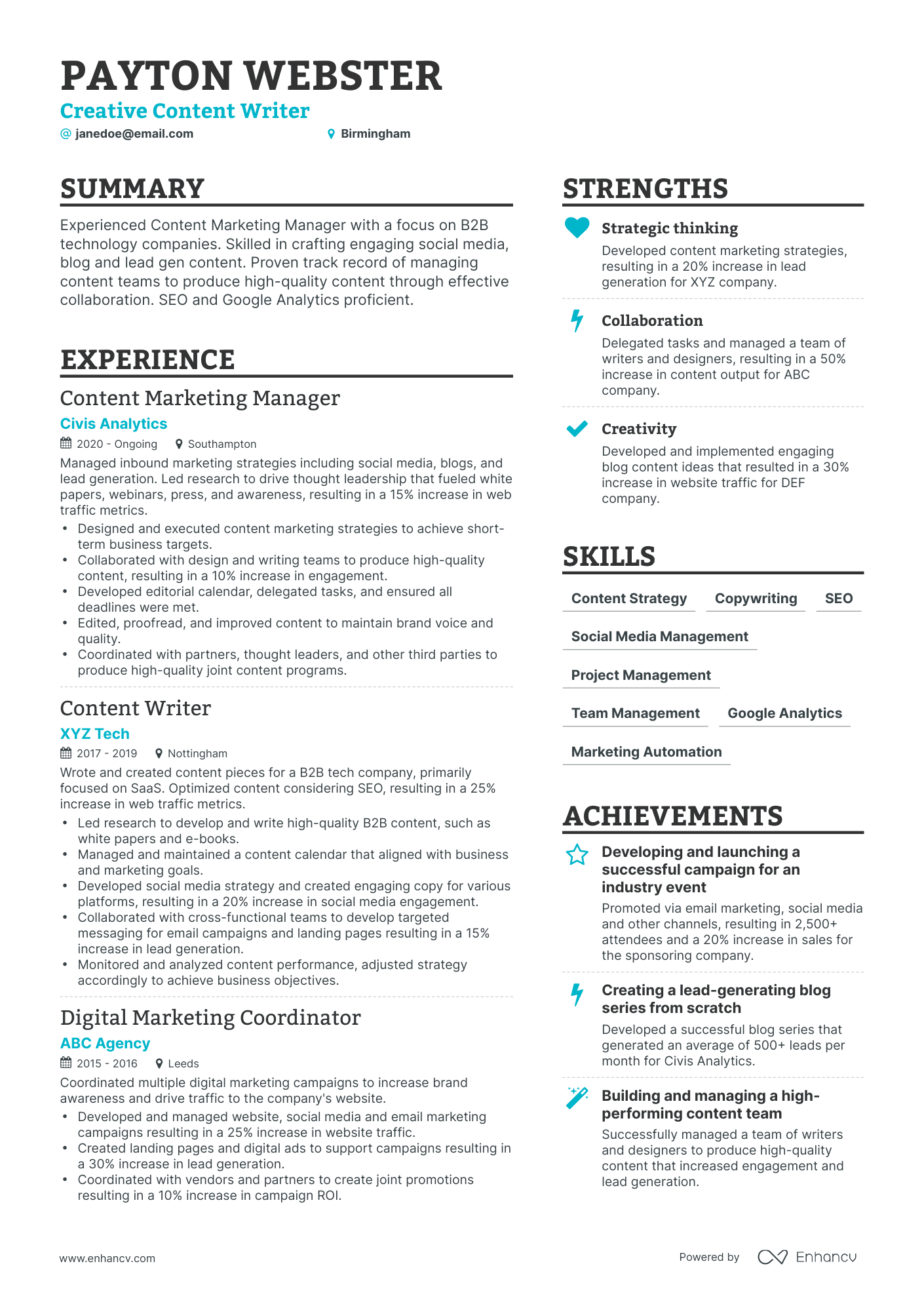 3 Content Marketing CV Examples for 2023