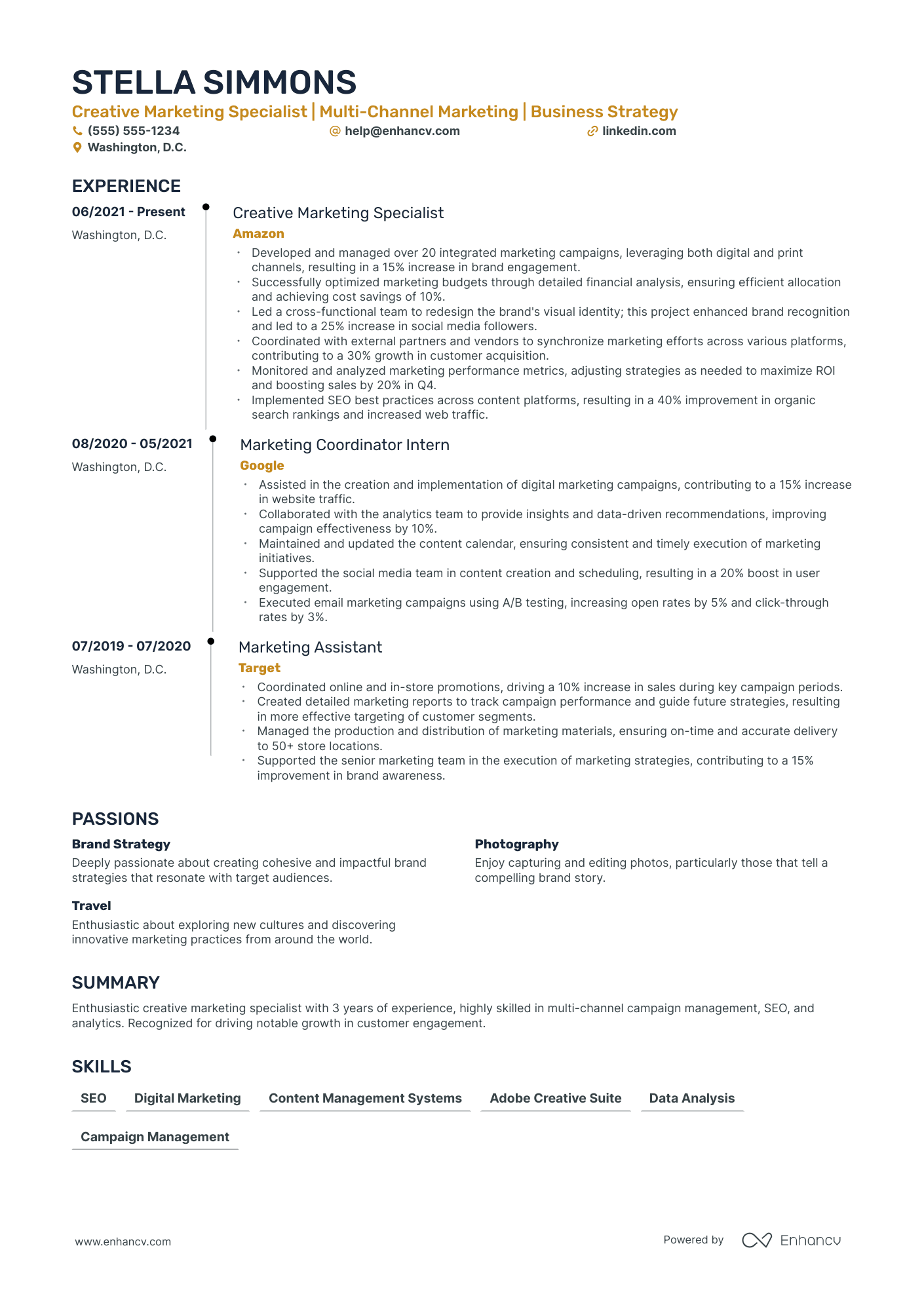 Creative Director of Marketing resume example