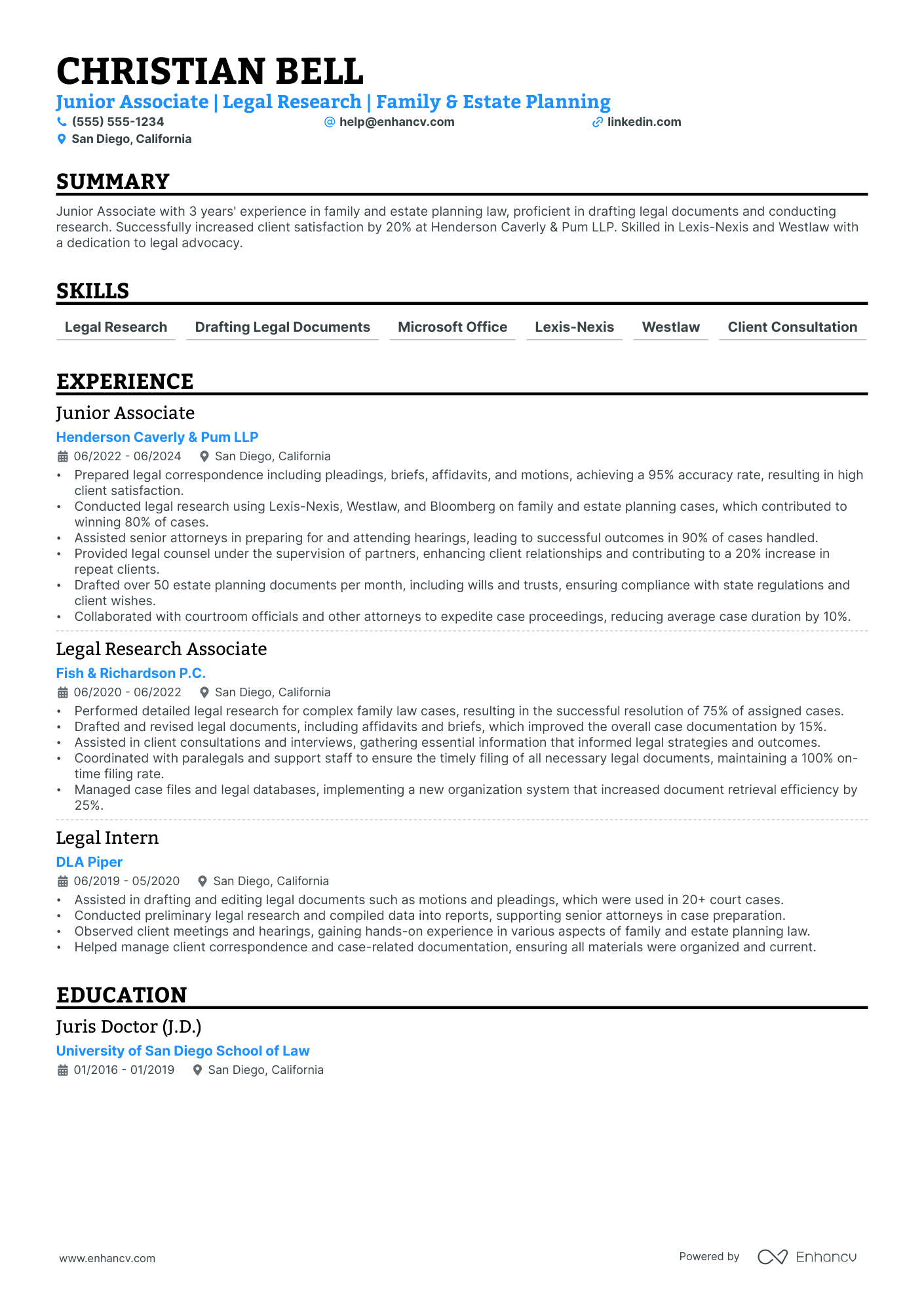 Family Law Attorney resume example