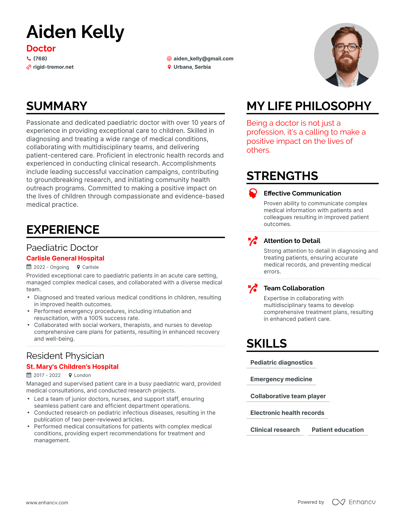 Doctor resume example