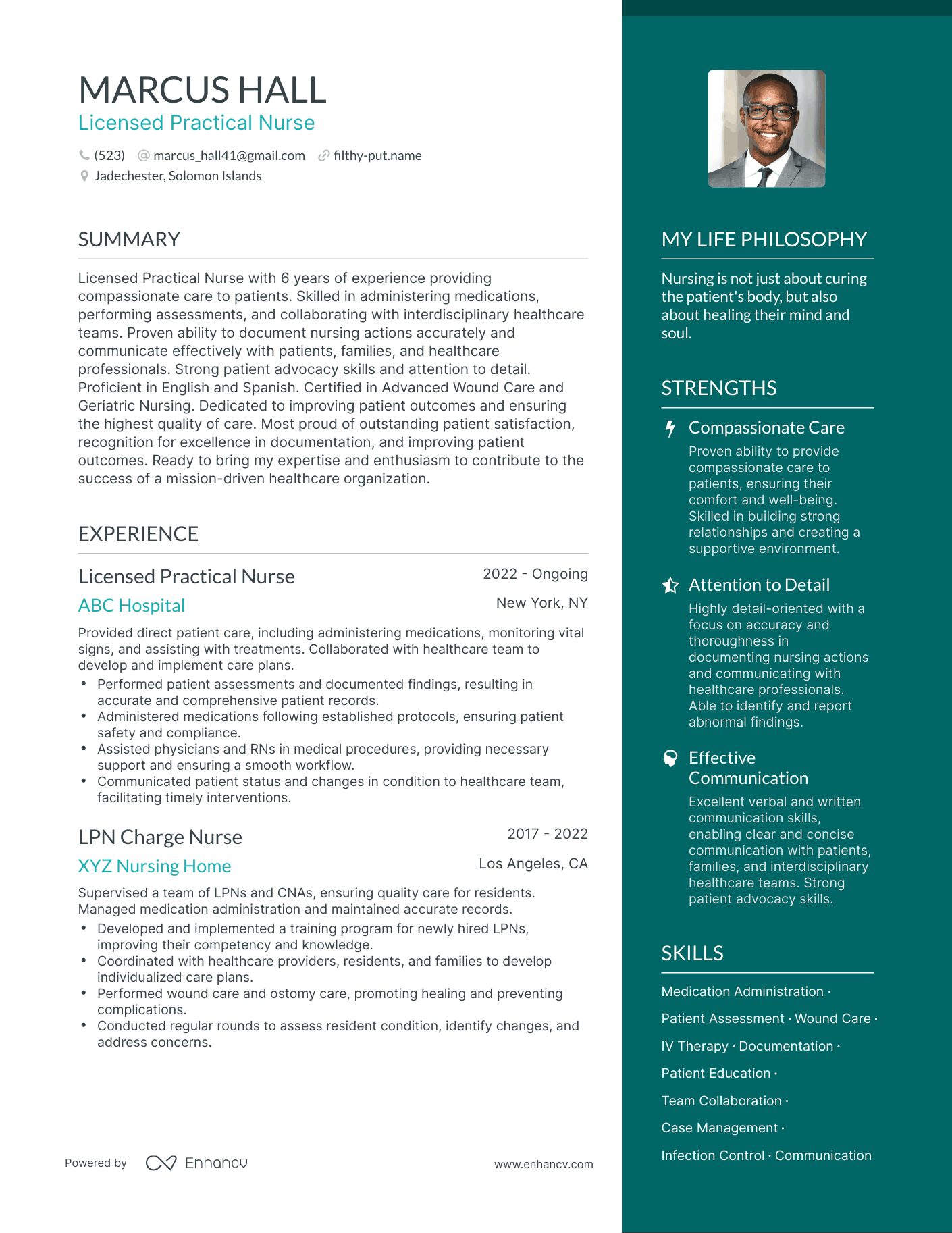 Licensed Practical Nurse resume example