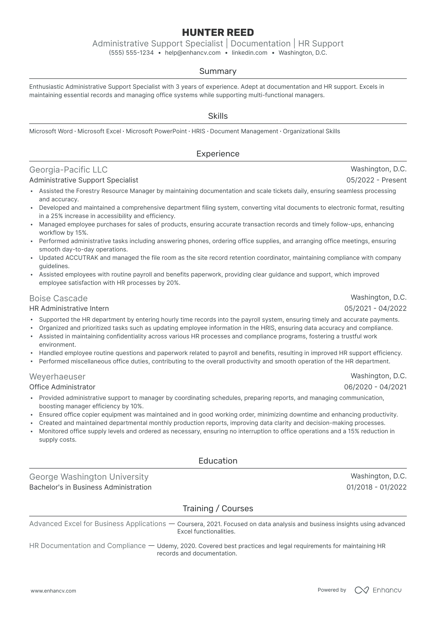 Senior Office Administrator resume example