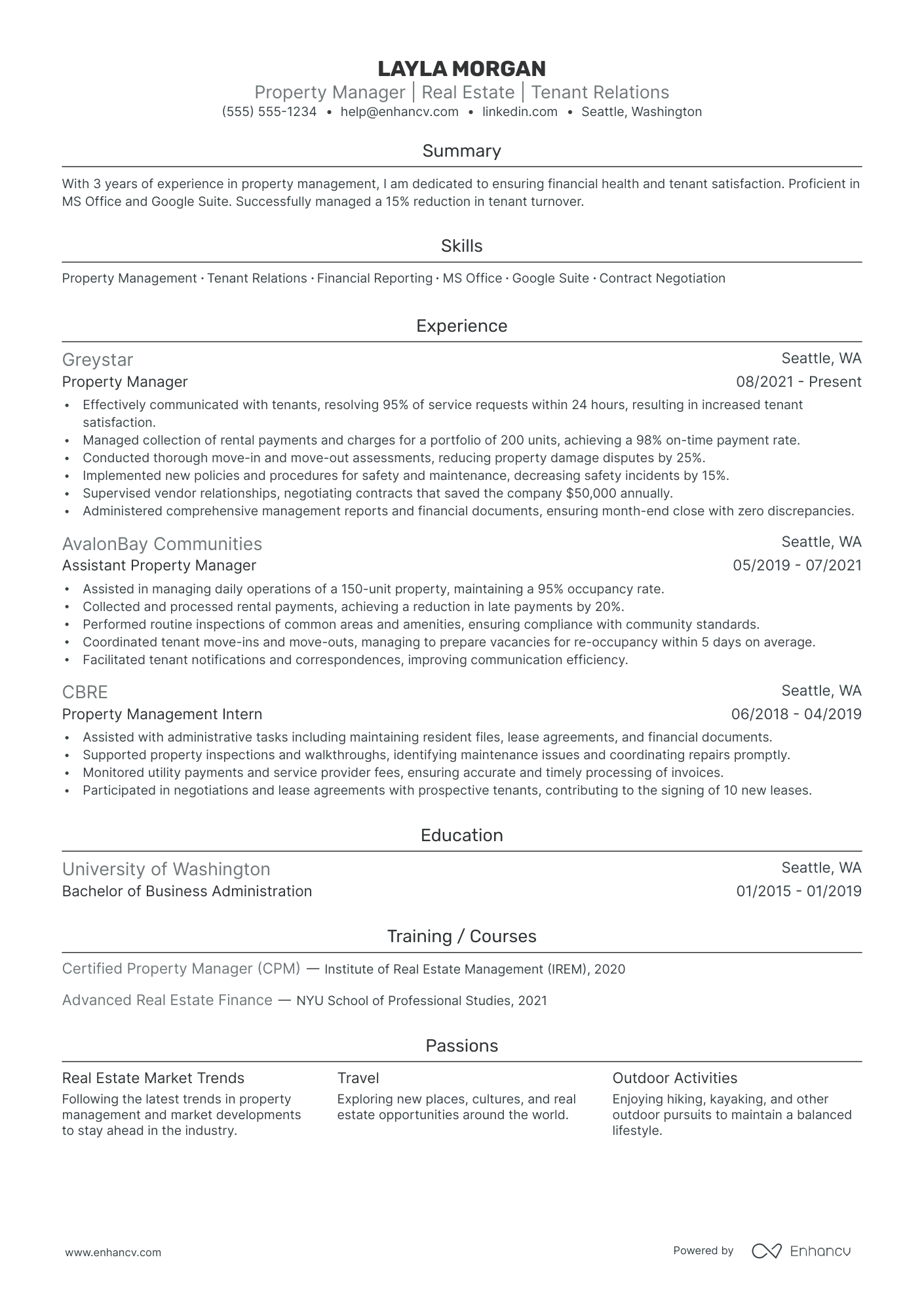 Real Estate Property Manager Resume Example Resume Example