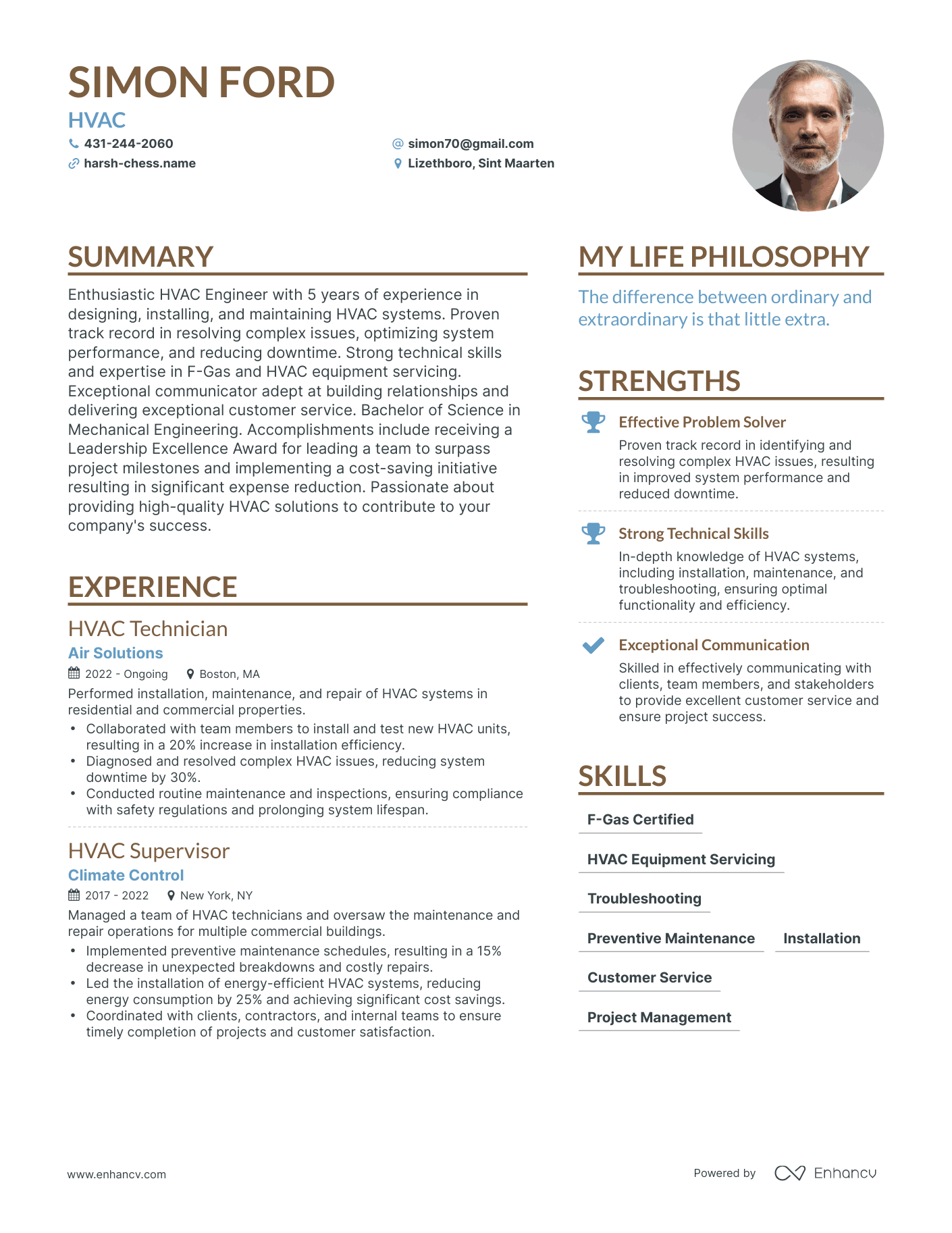 HVAC resume example