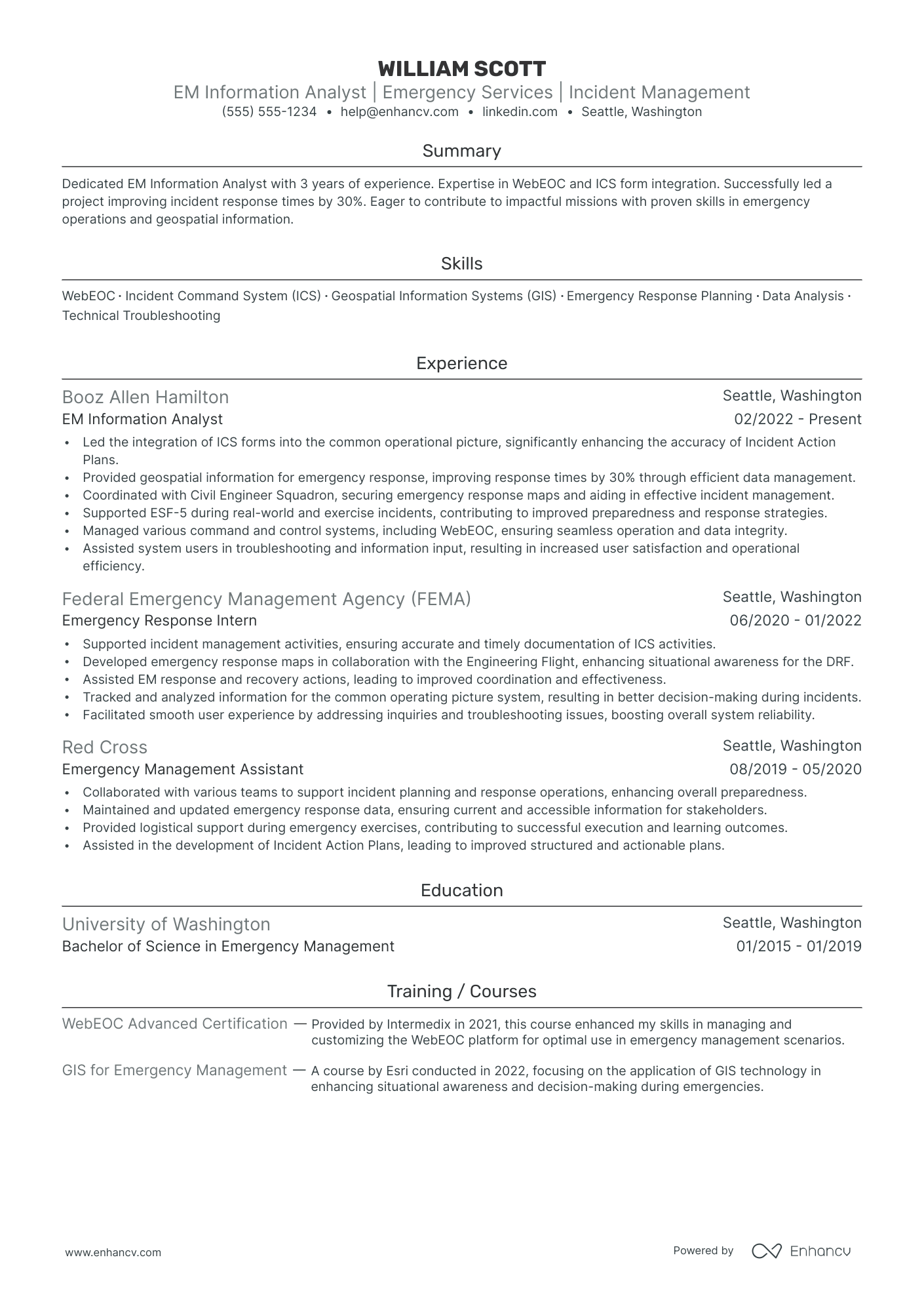 Information Systems Analyst resume example