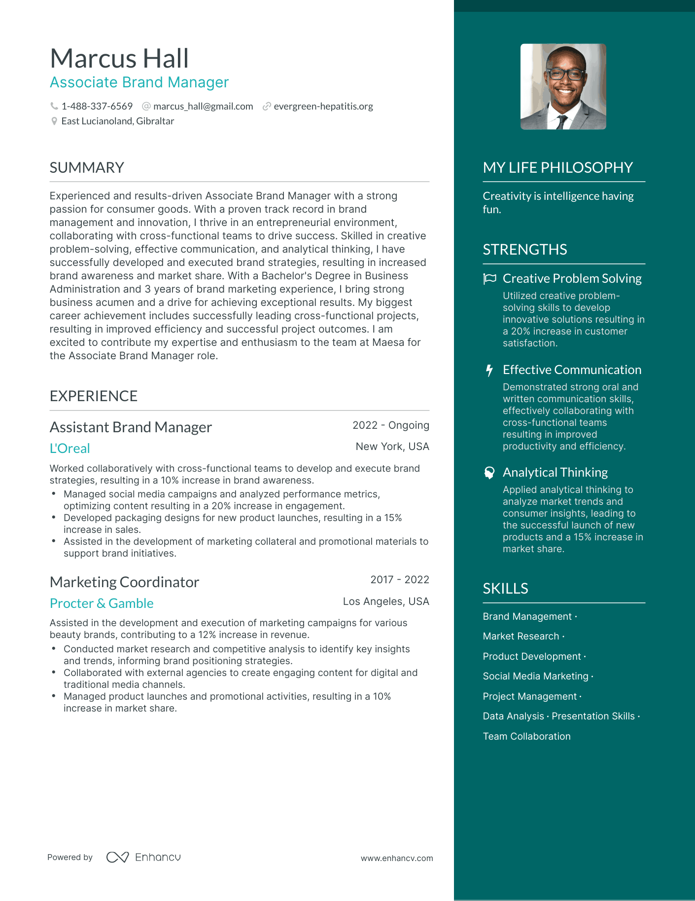 Associate Brand Manager resume example