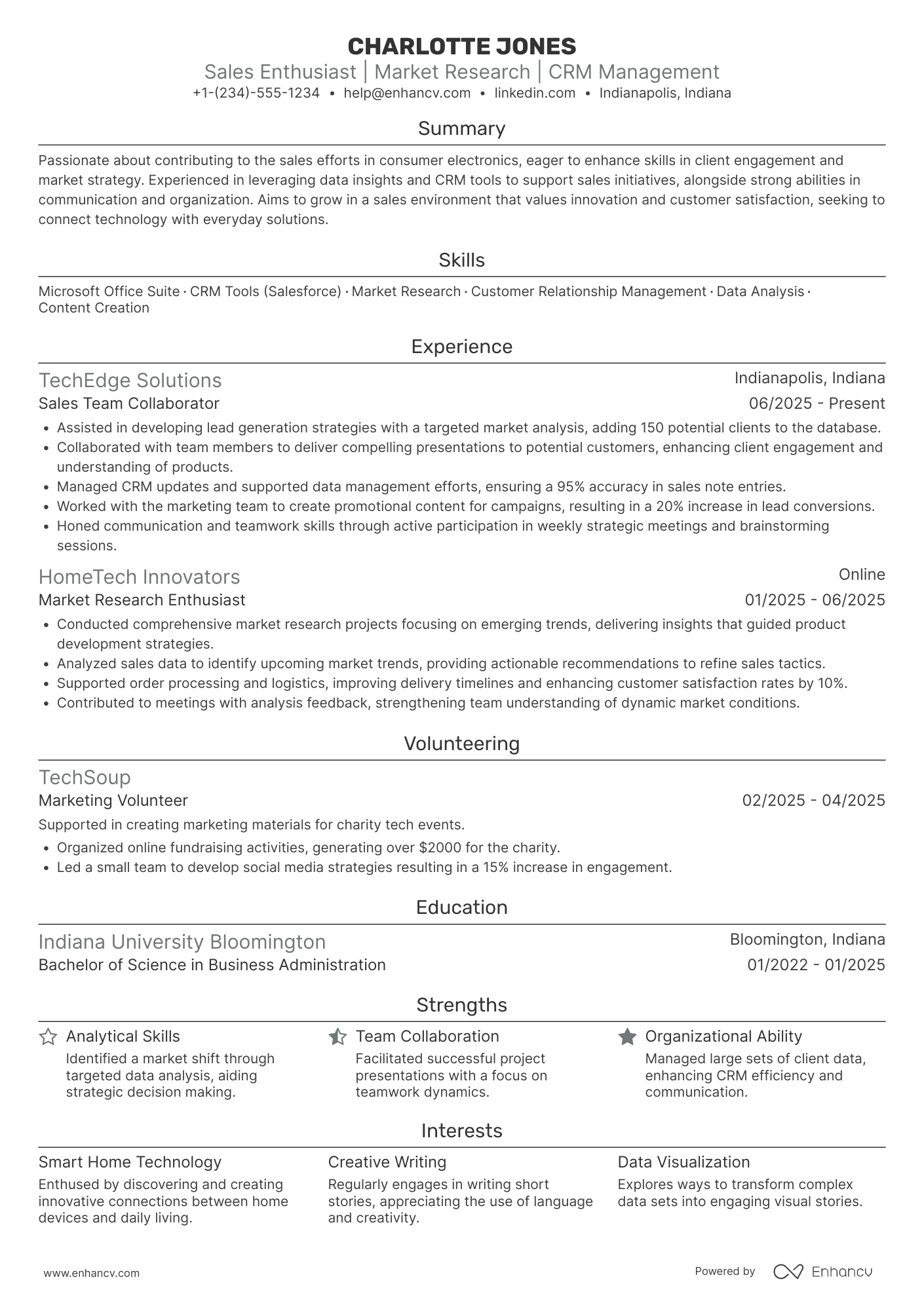 Sales Intern resume example