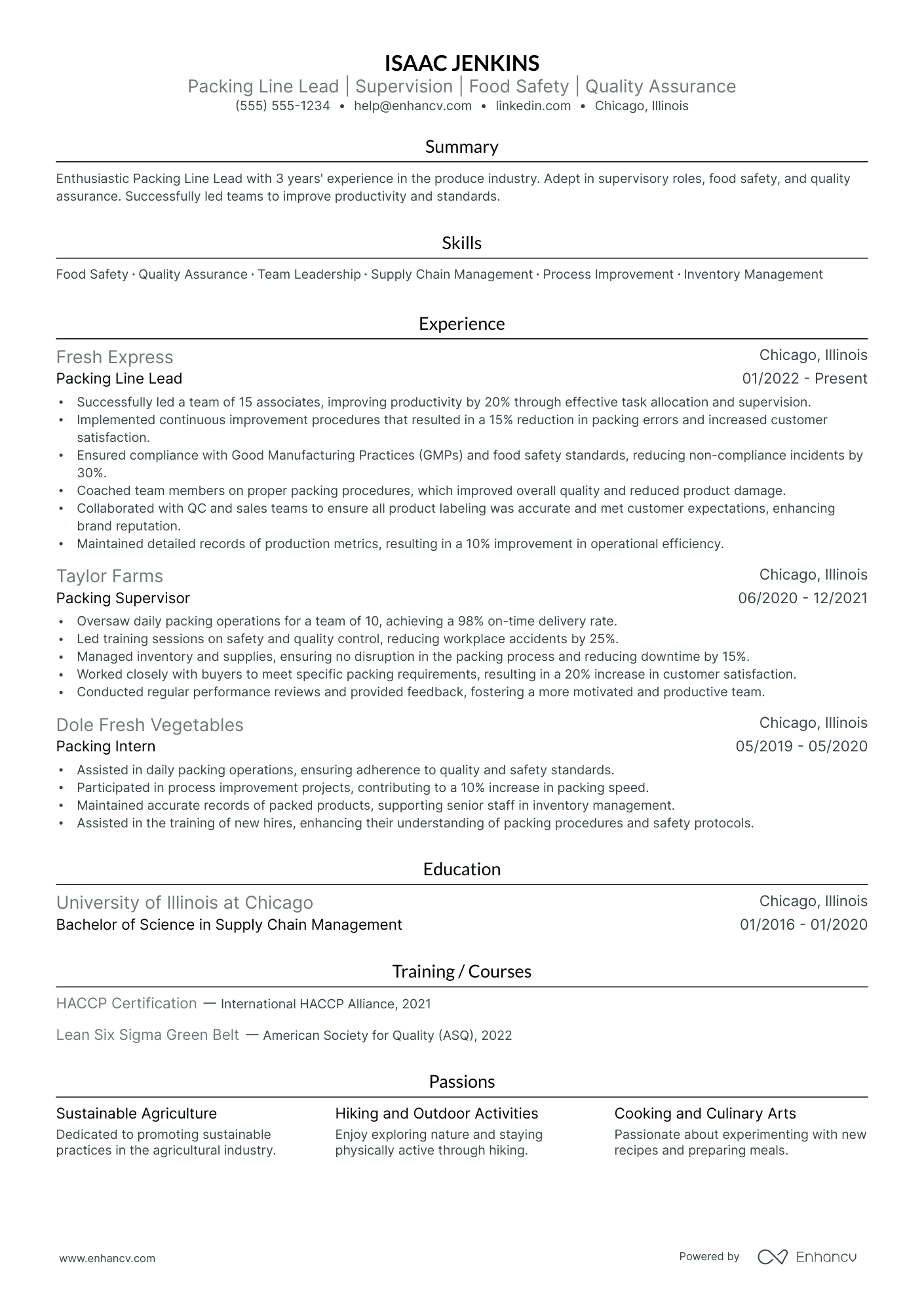 Warehouse Packing Associate resume example