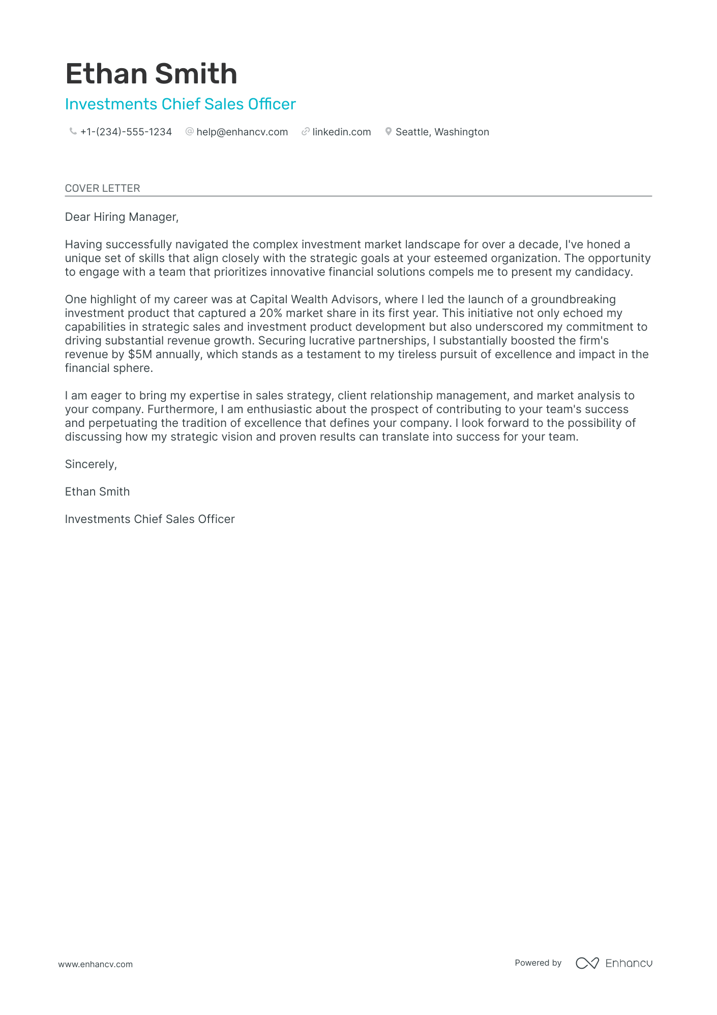 Sales Officer cover letter