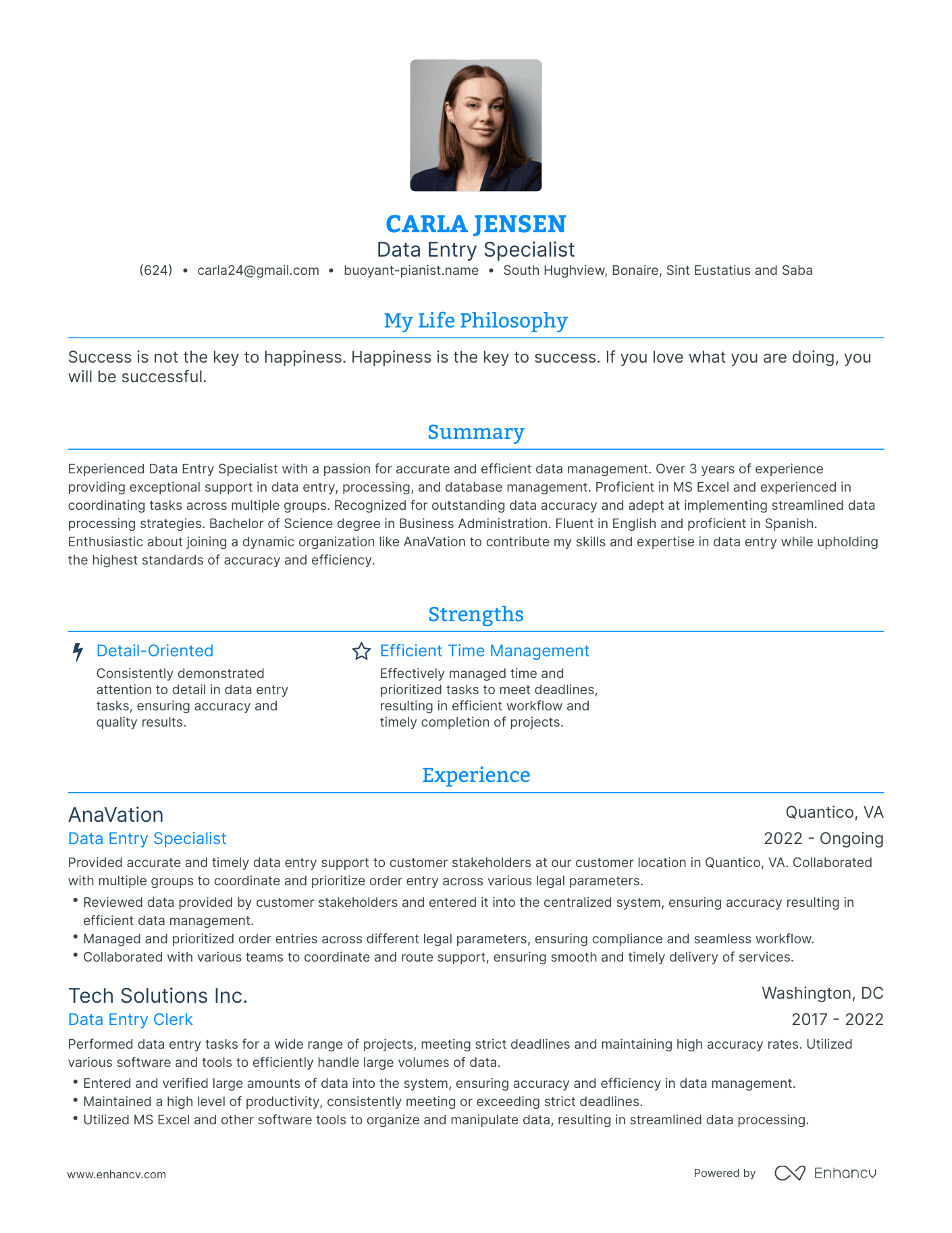 Modern Data Entry Specialist Resume Example