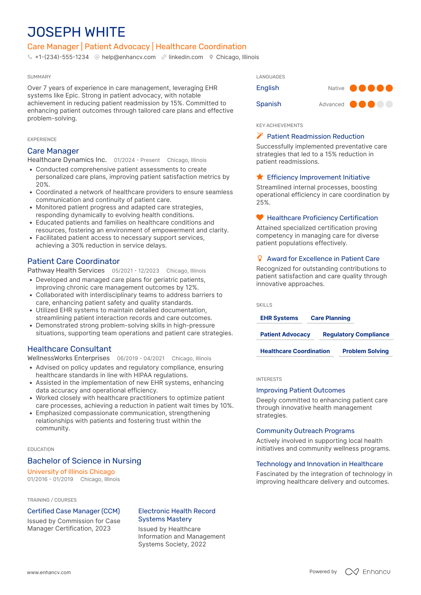 Care Manager resume example