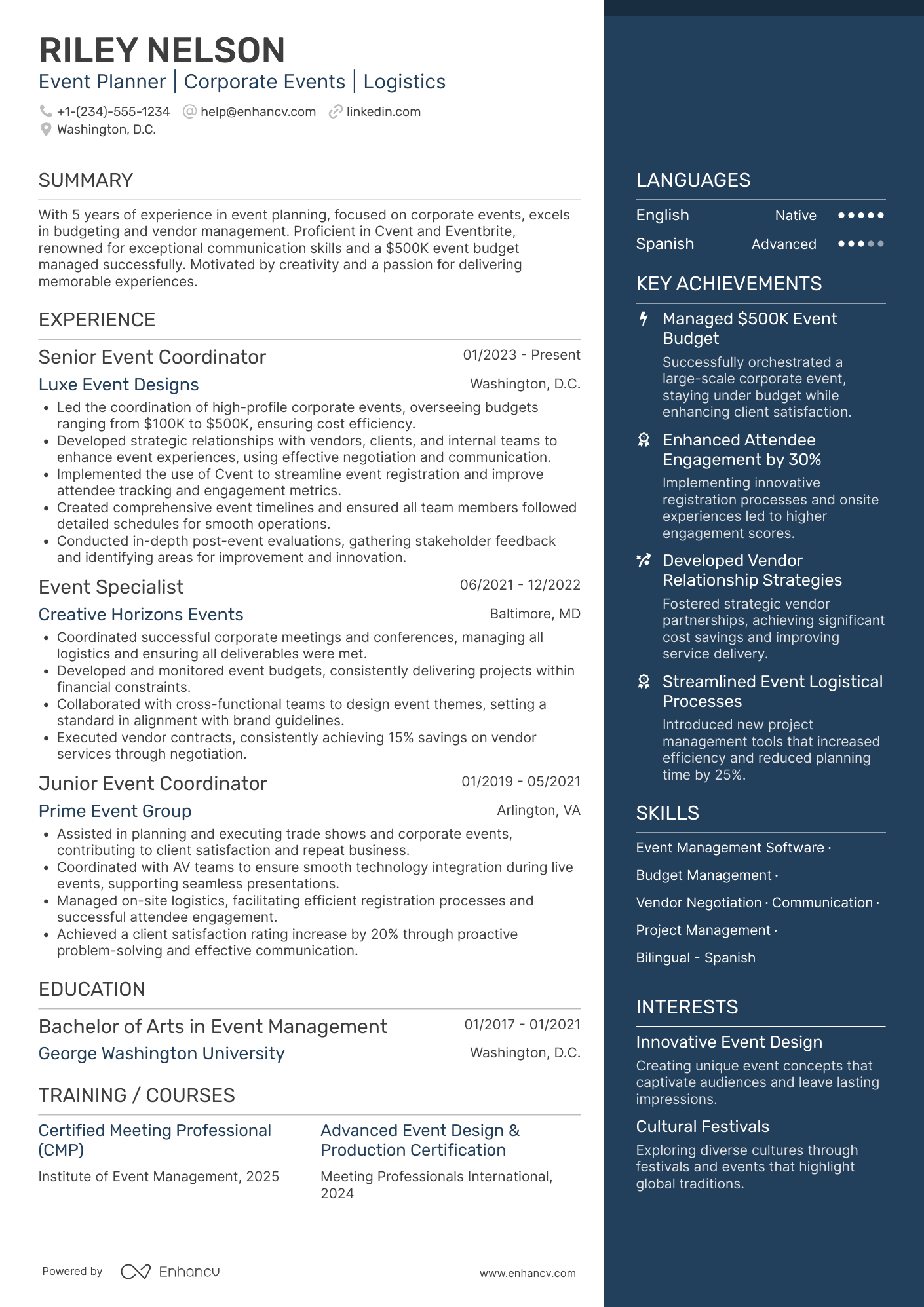 Event Planner resume example