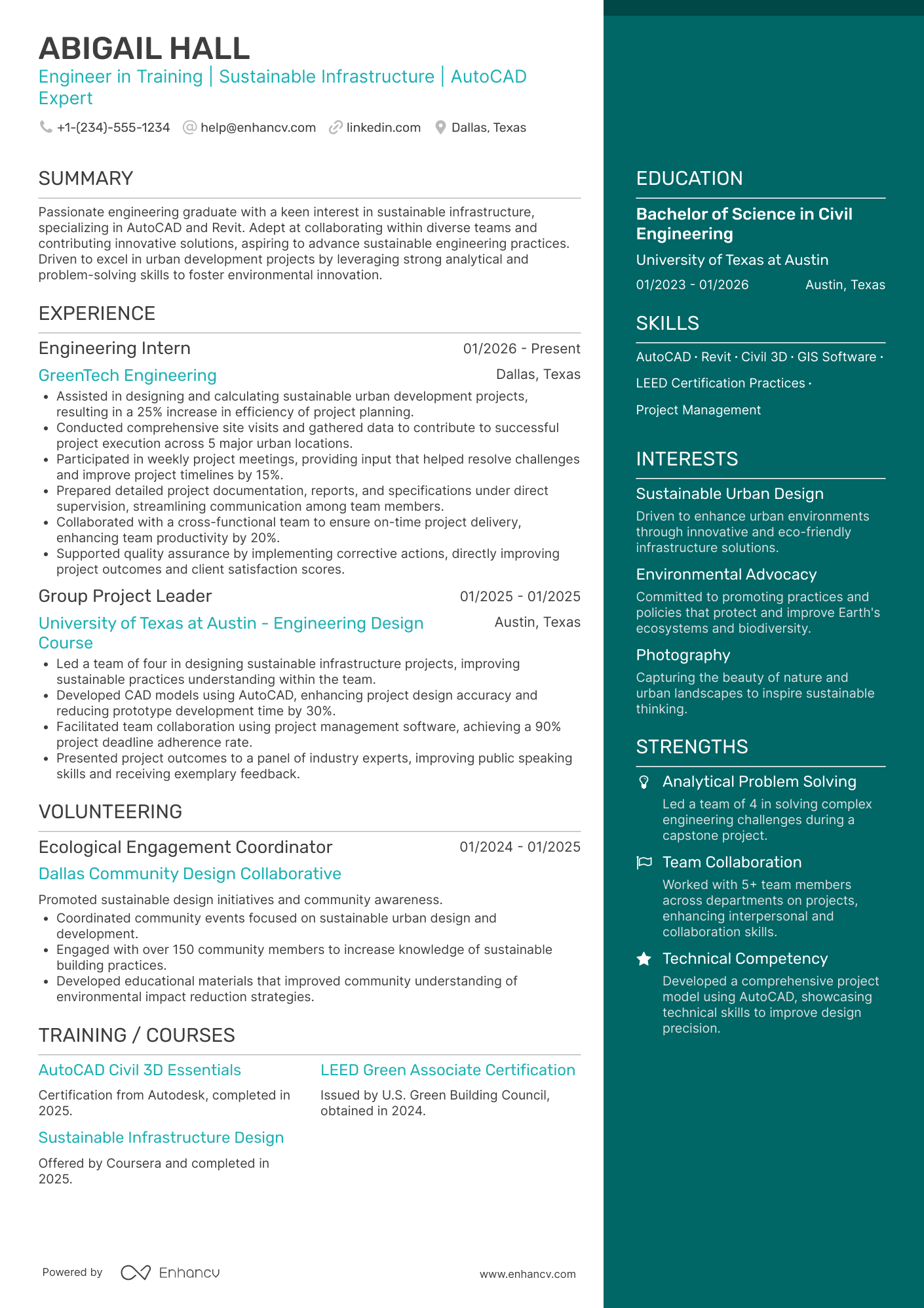 Engineer in Training resume example