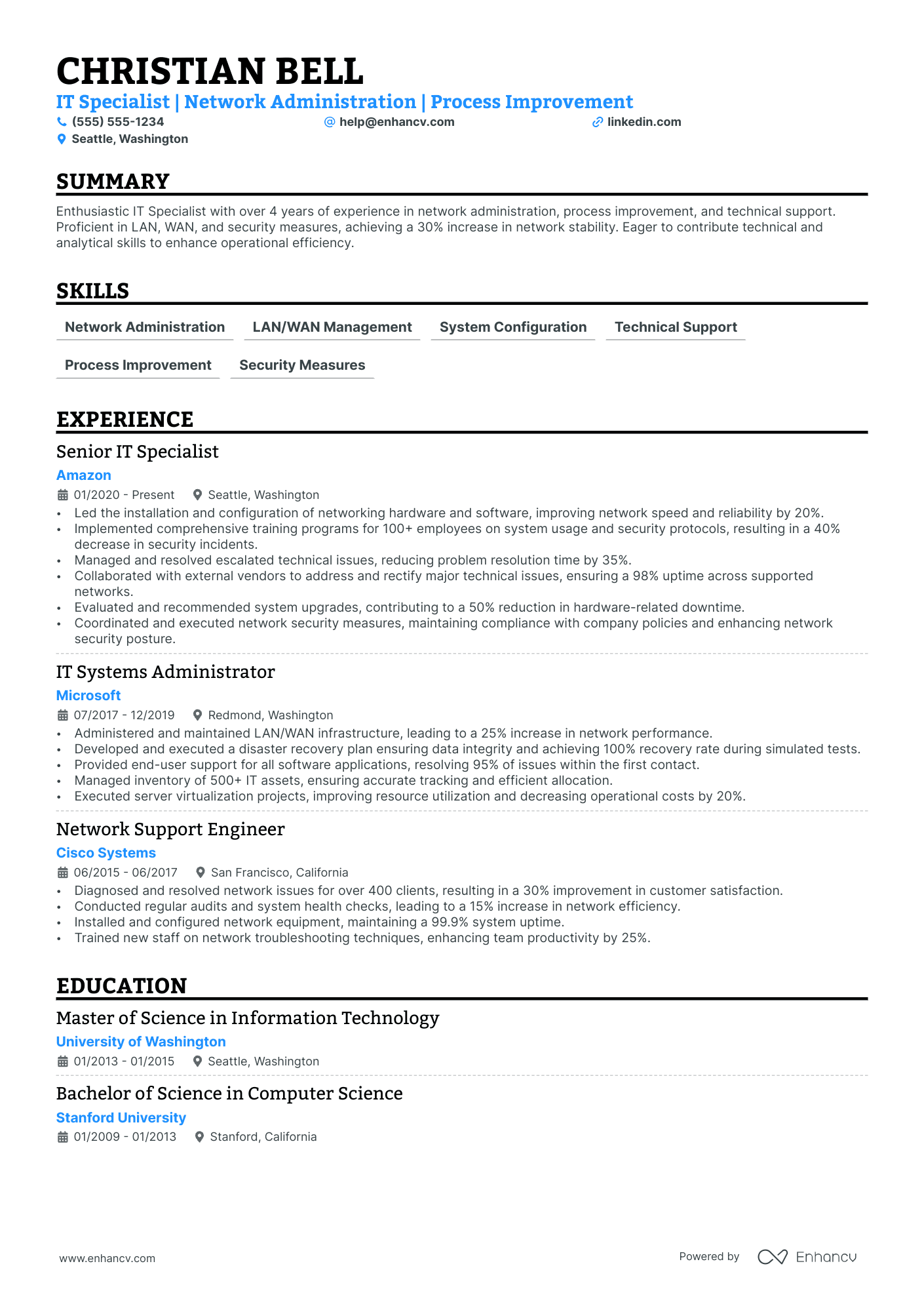 Junior Systems Analyst resume example