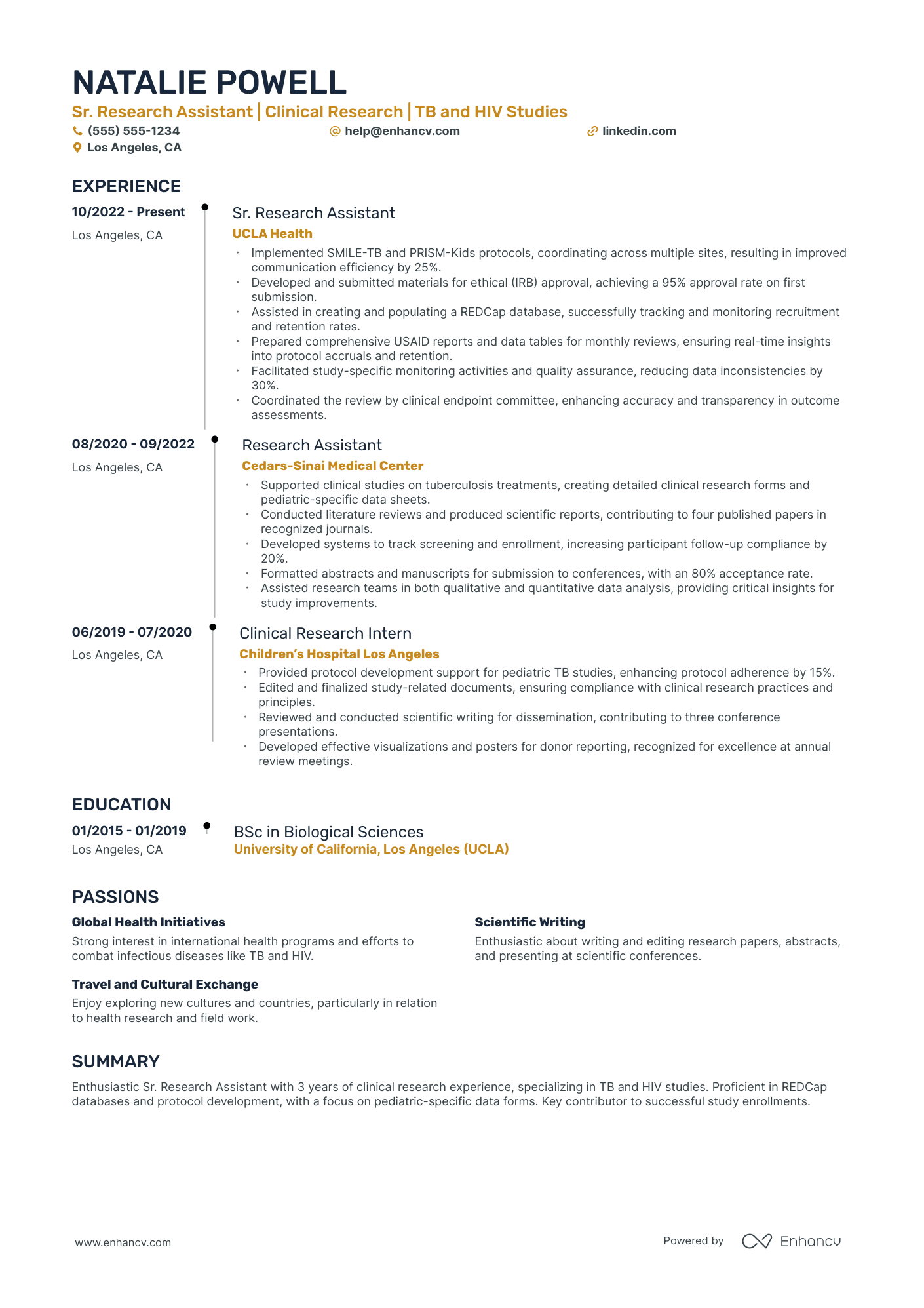 Quantitative Research Assistant resume example