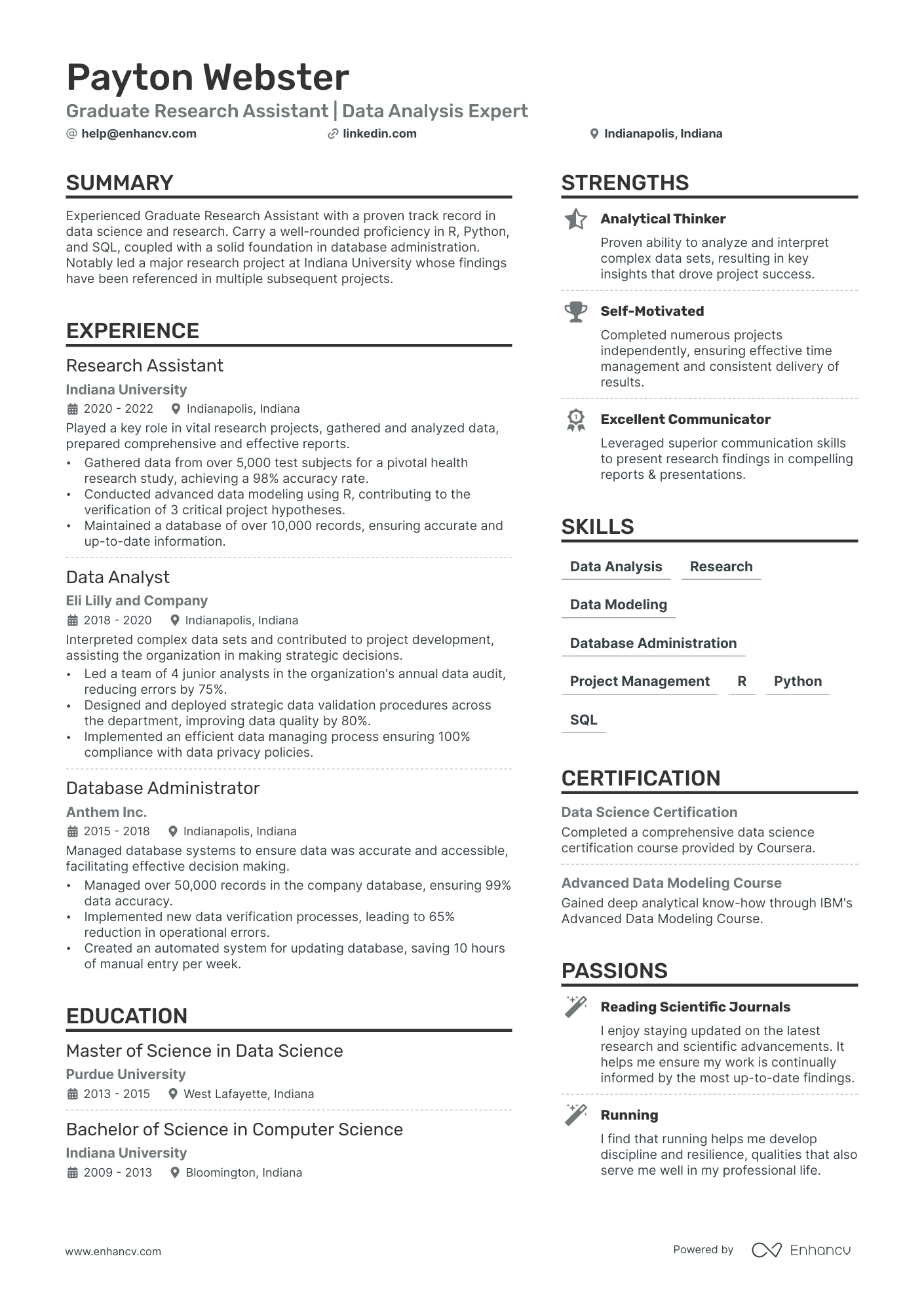 Graduate Research Assistant resume example