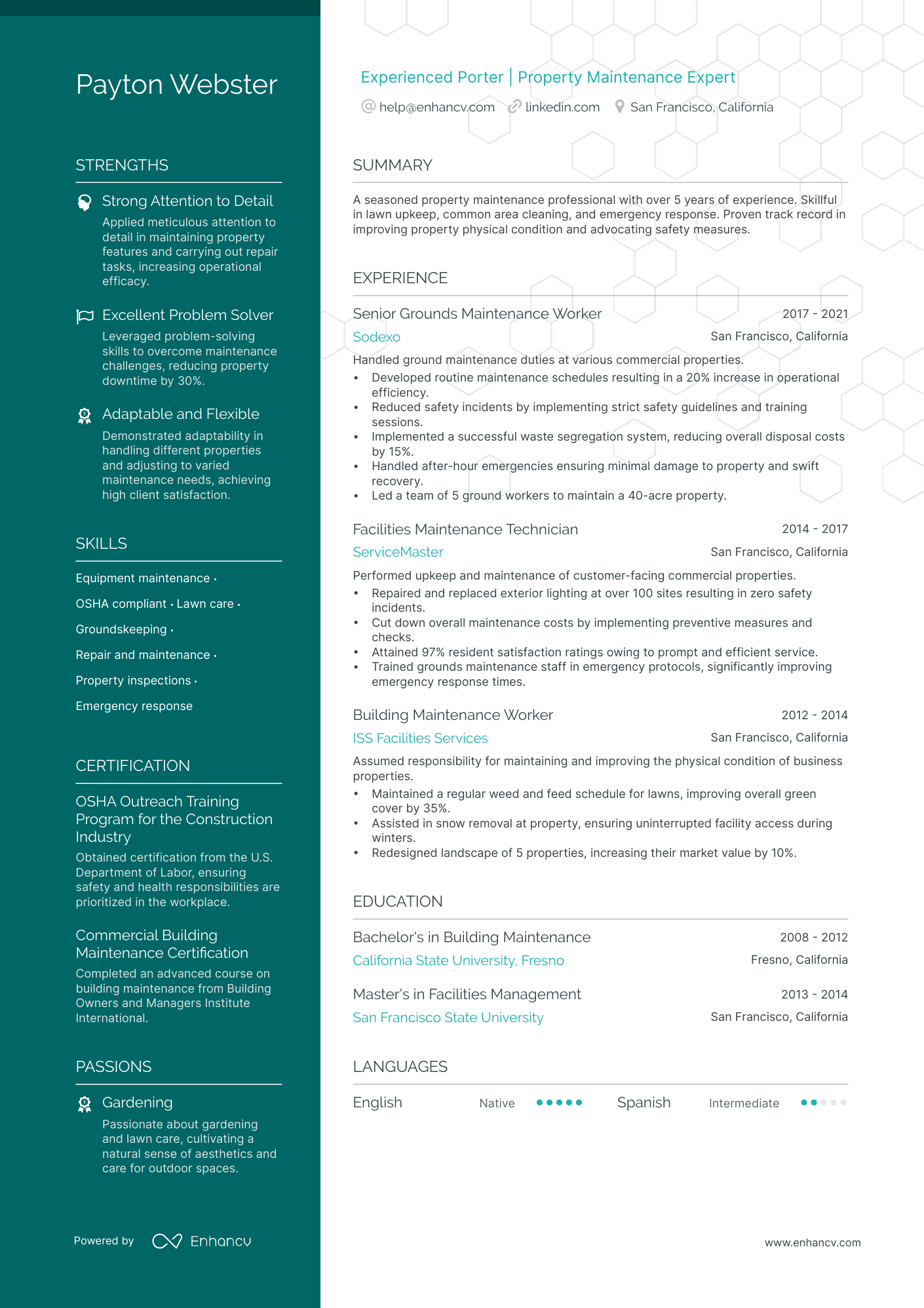 porter resume example