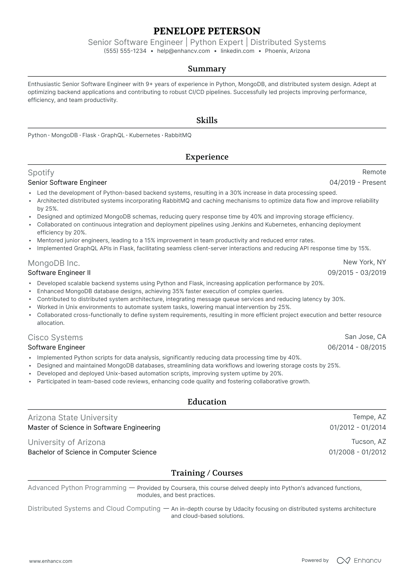 Junior Backend Developer resume example