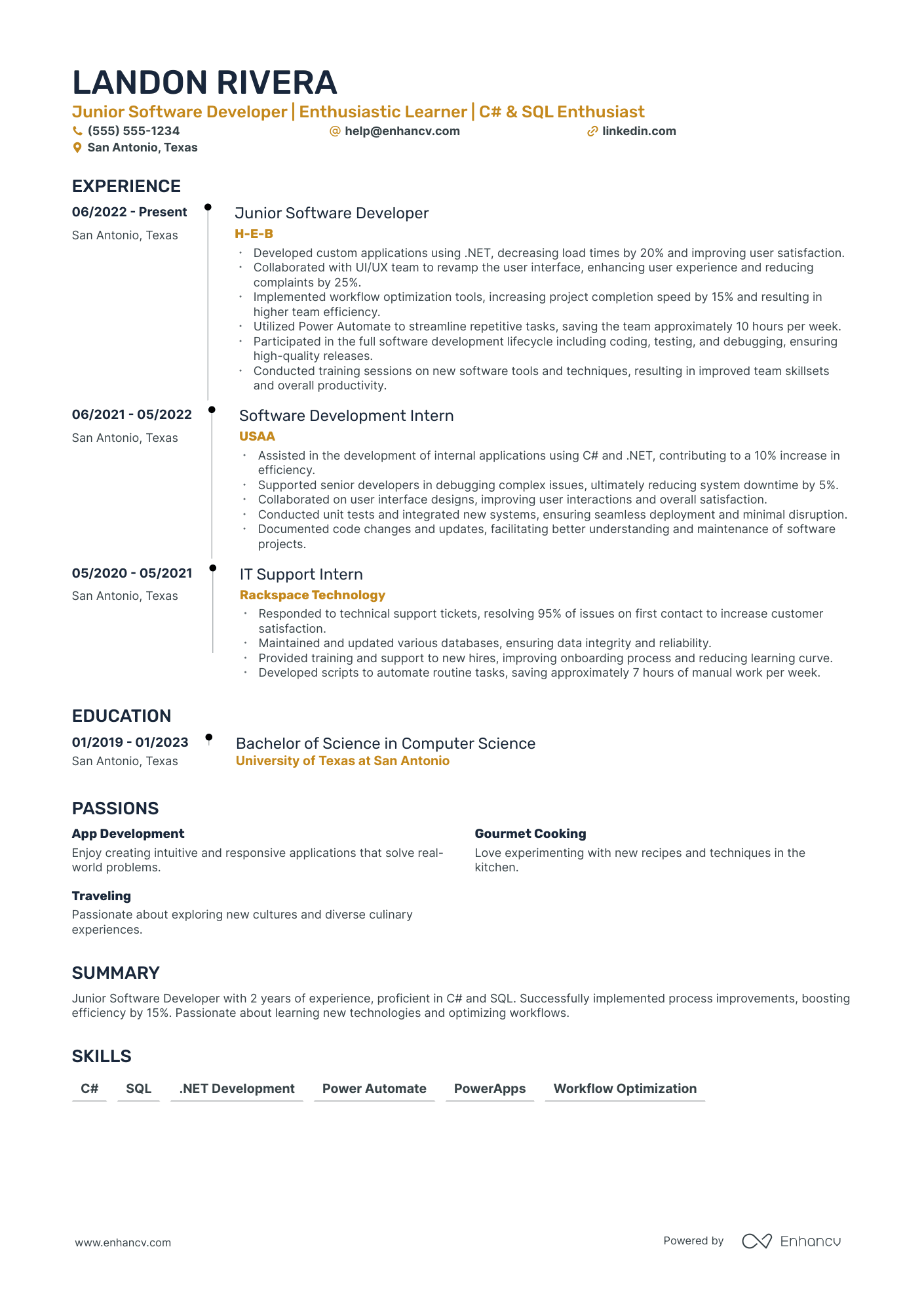 Software Engineer Intern resume example